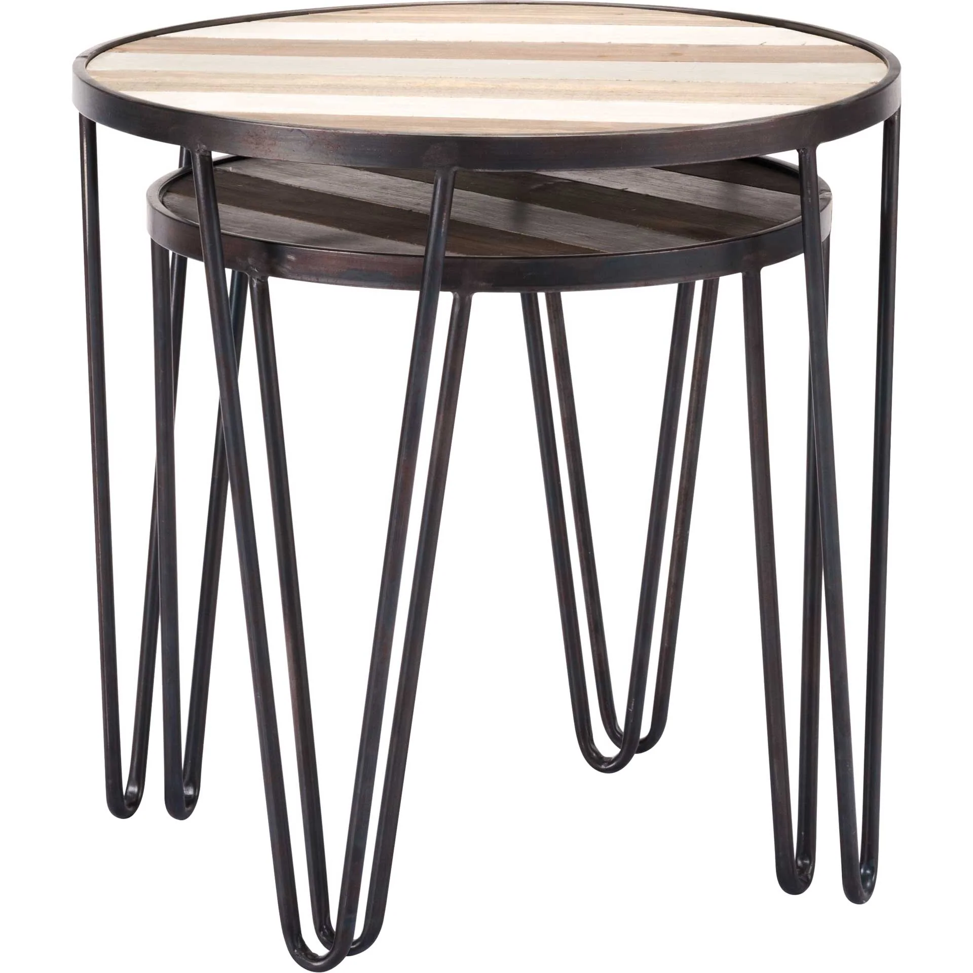 Striped 2-Piece Wood Tray Table Antique - Image 3