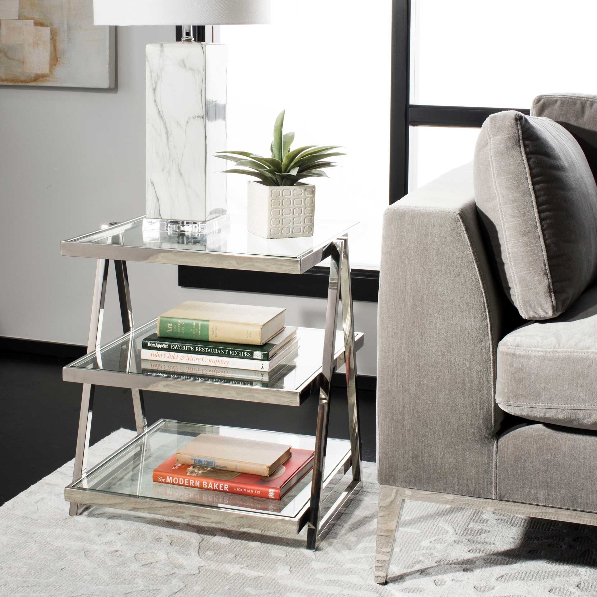 Strive 3-Tier Glass End Table Chrome - Image 4