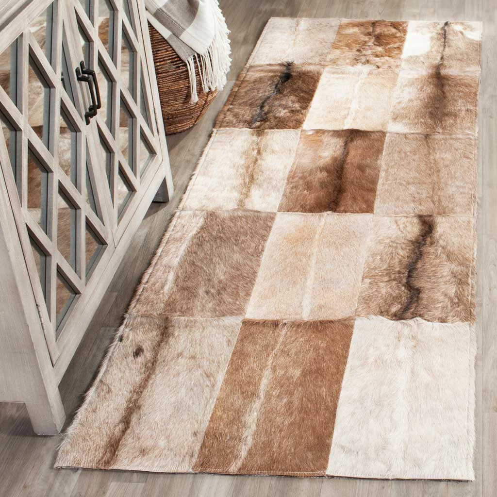 Studio Leather Beige/Brown Runner Rug - Image 2