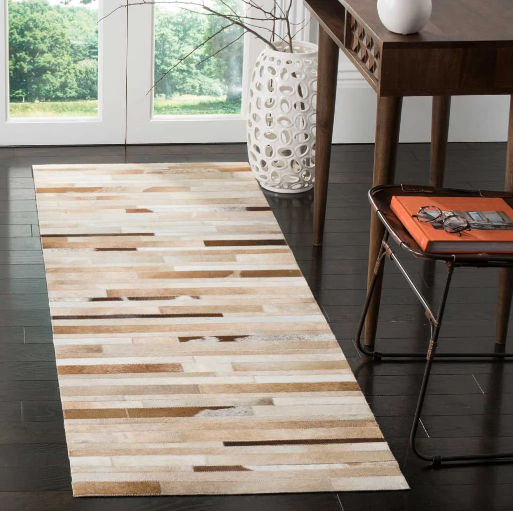 Studio Leather Tan/Ivory Runner Rug - Image 2