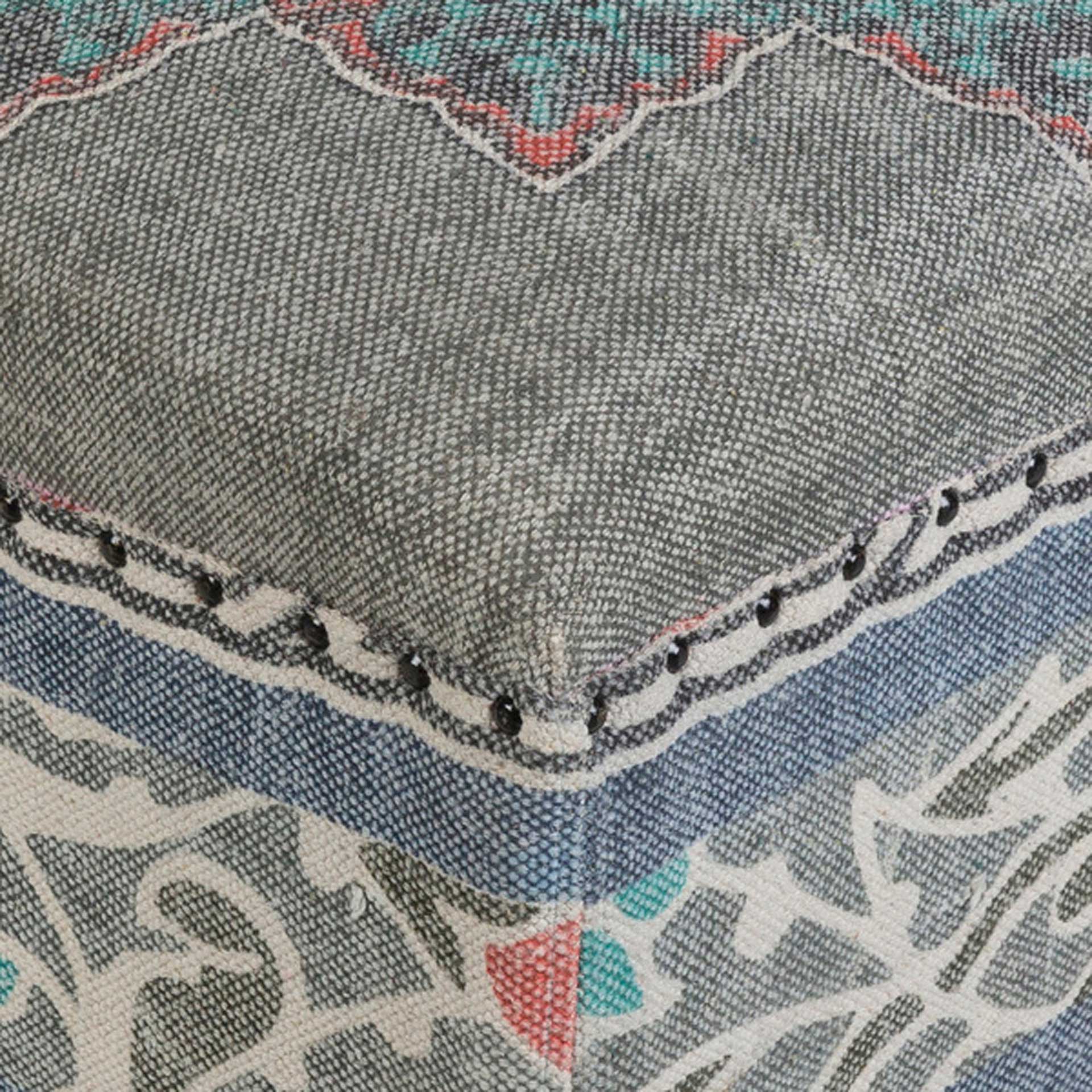 Sumatra Ottoman Medium Gray/Navy/Bright Red - Image 2