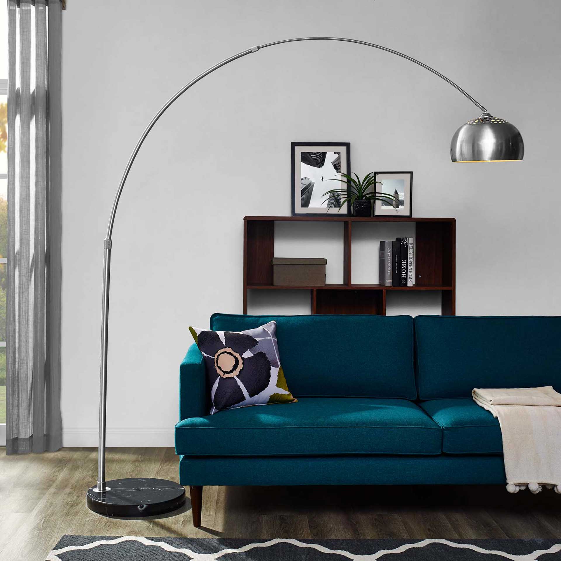 Sun Round Marble Base Floor Lamp Black - Image 4