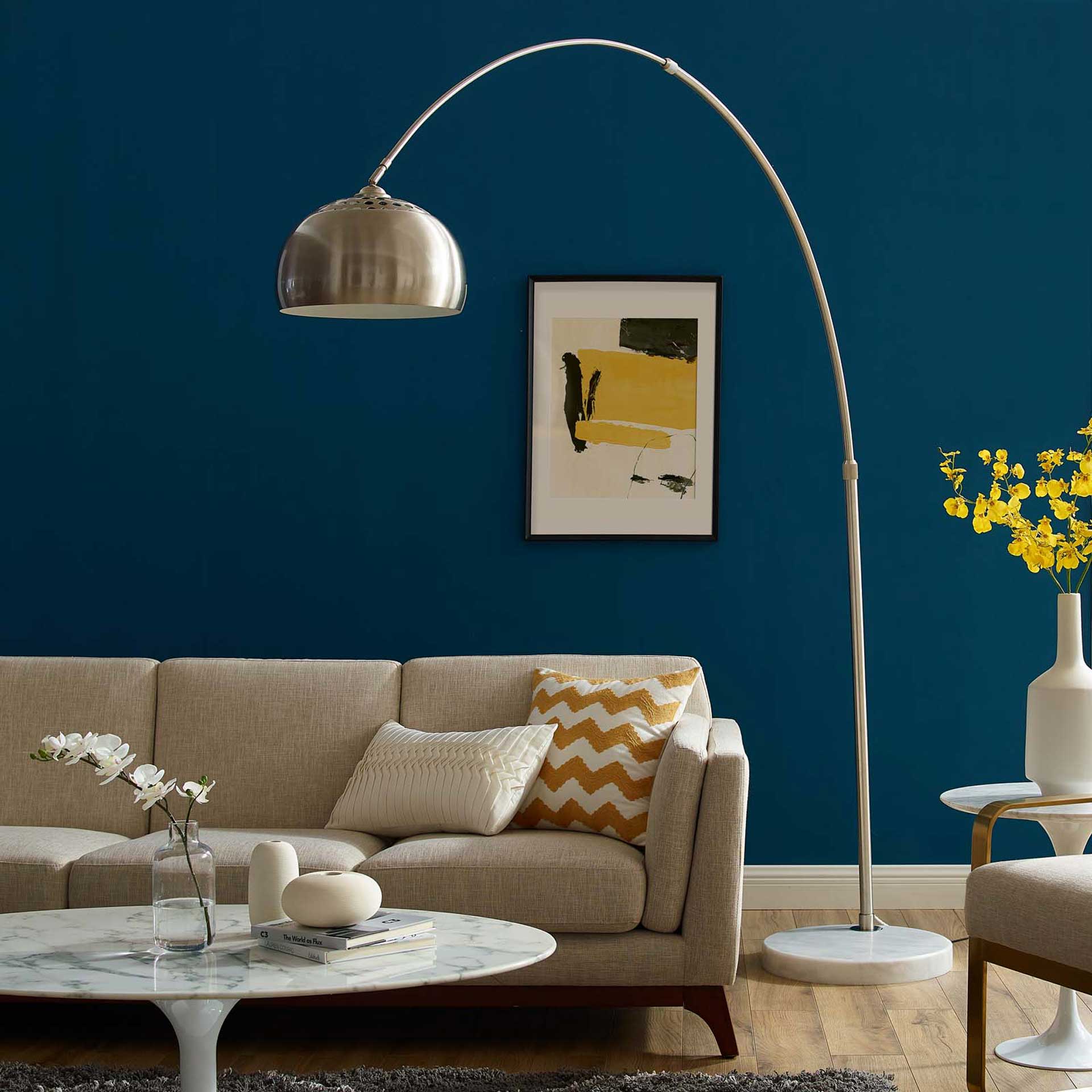 Sun Round Marble Base Floor Lamp White - Image 4