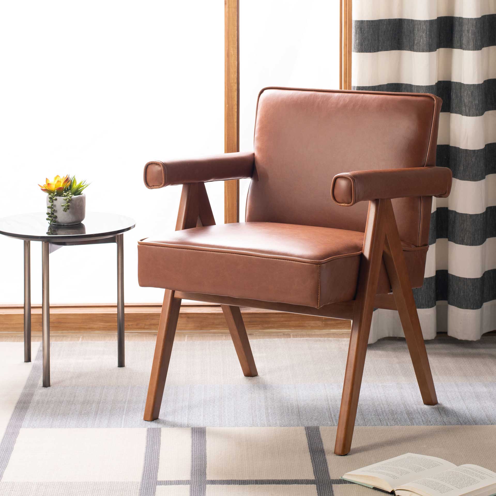 Sunflower Mid Century Arm Chair Cognac/Walnut - Image 6