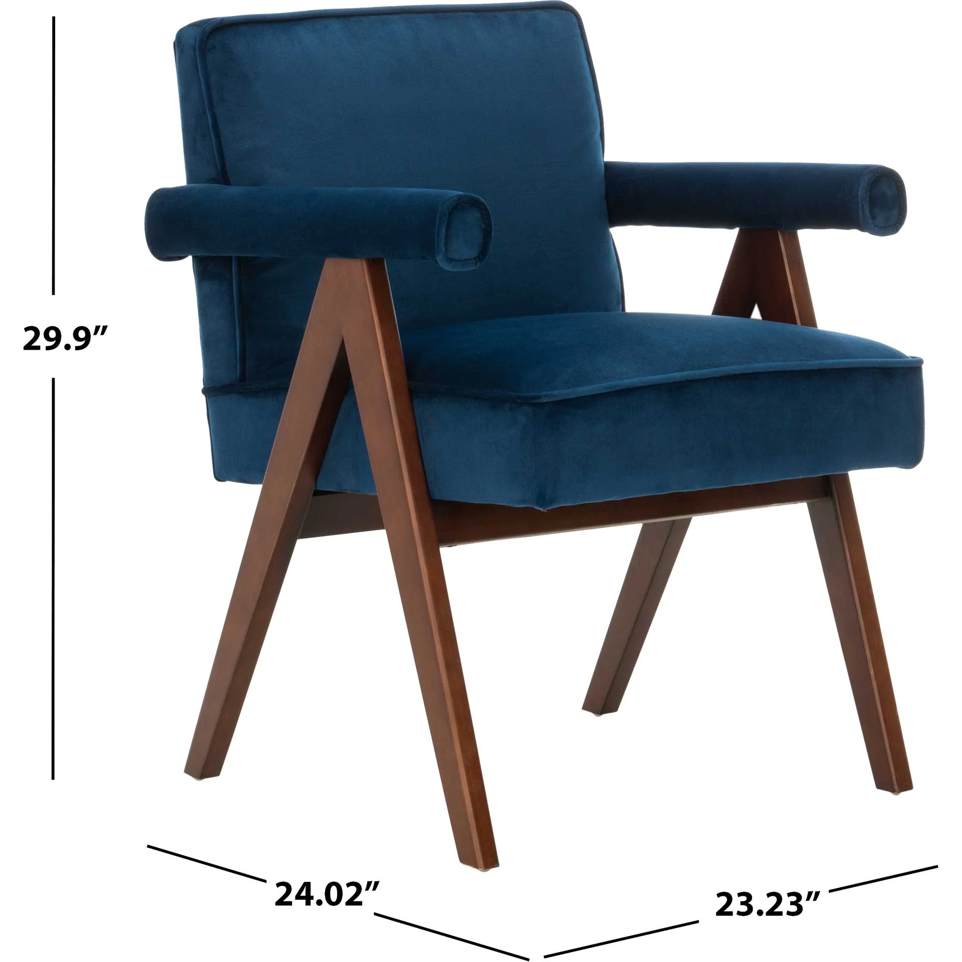 Sunflower Mid Century Arm Chair Navy/Walnut - Image 9