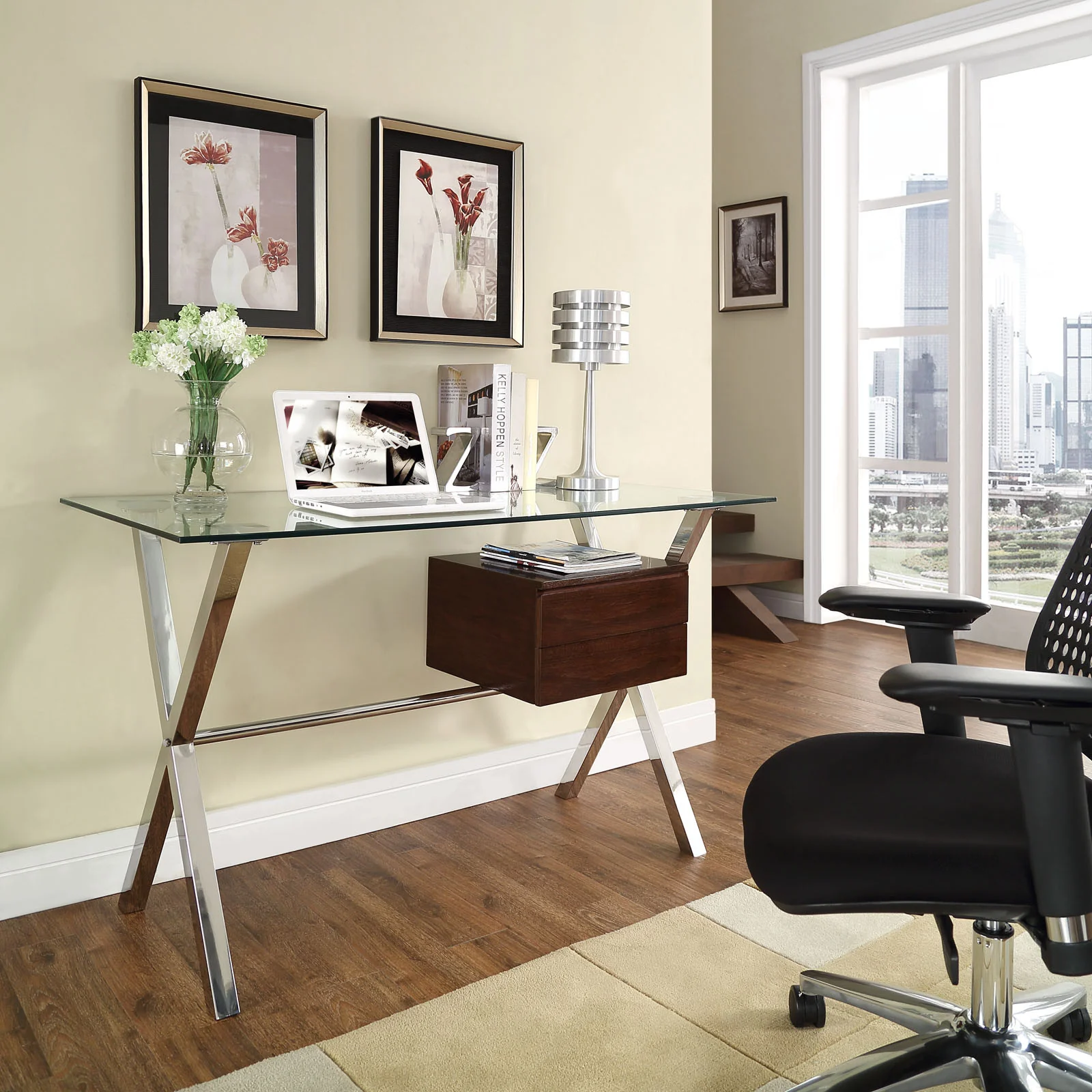 Suspension Office Desk Walnut - Image 4