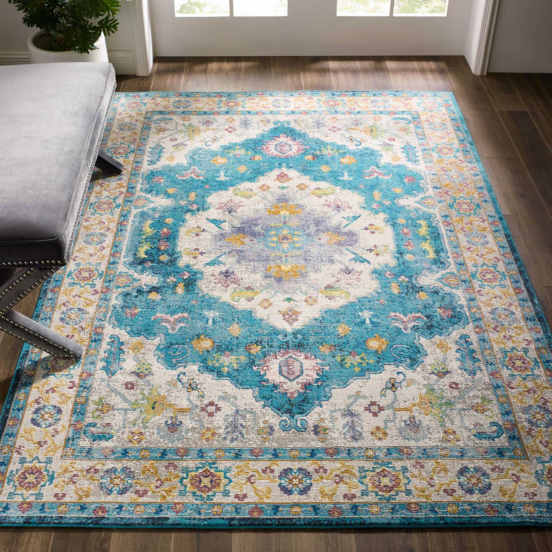 Sutton Area Rug Blue/Ivory/Yellow/Orange - Image 10