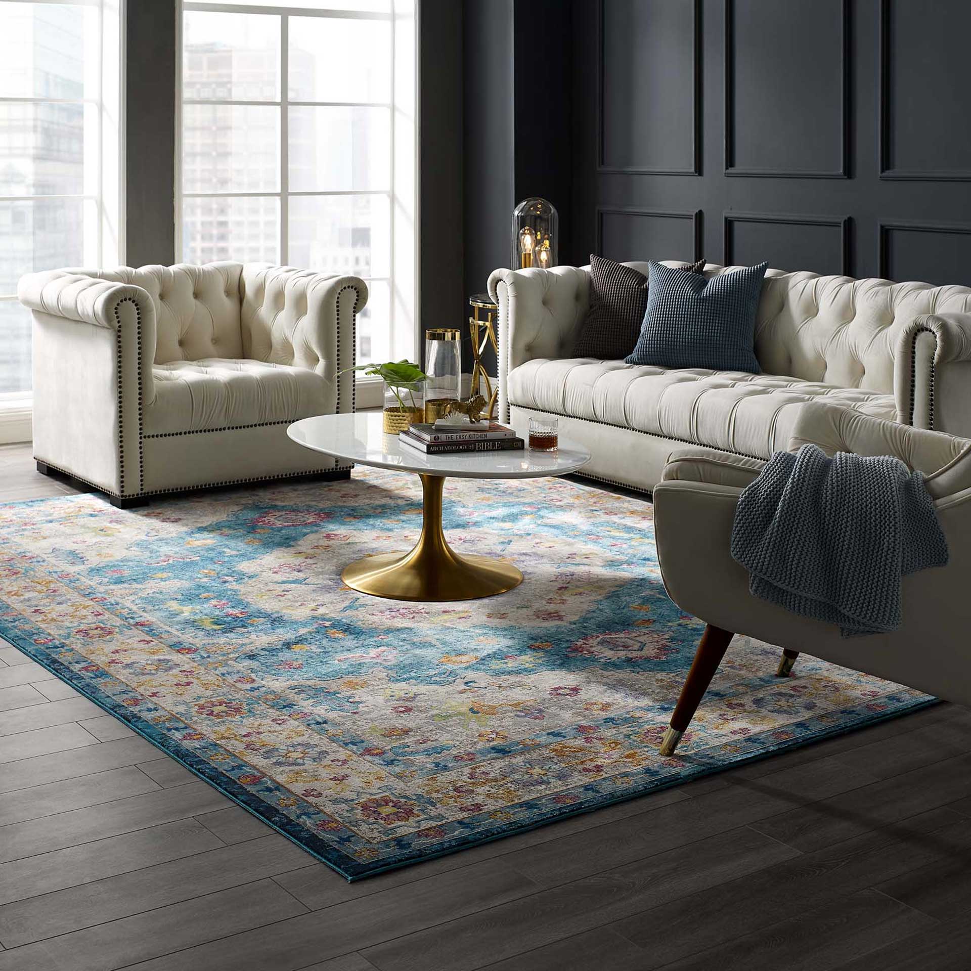 Sutton Area Rug Blue/Ivory/Yellow/Orange - Image 7