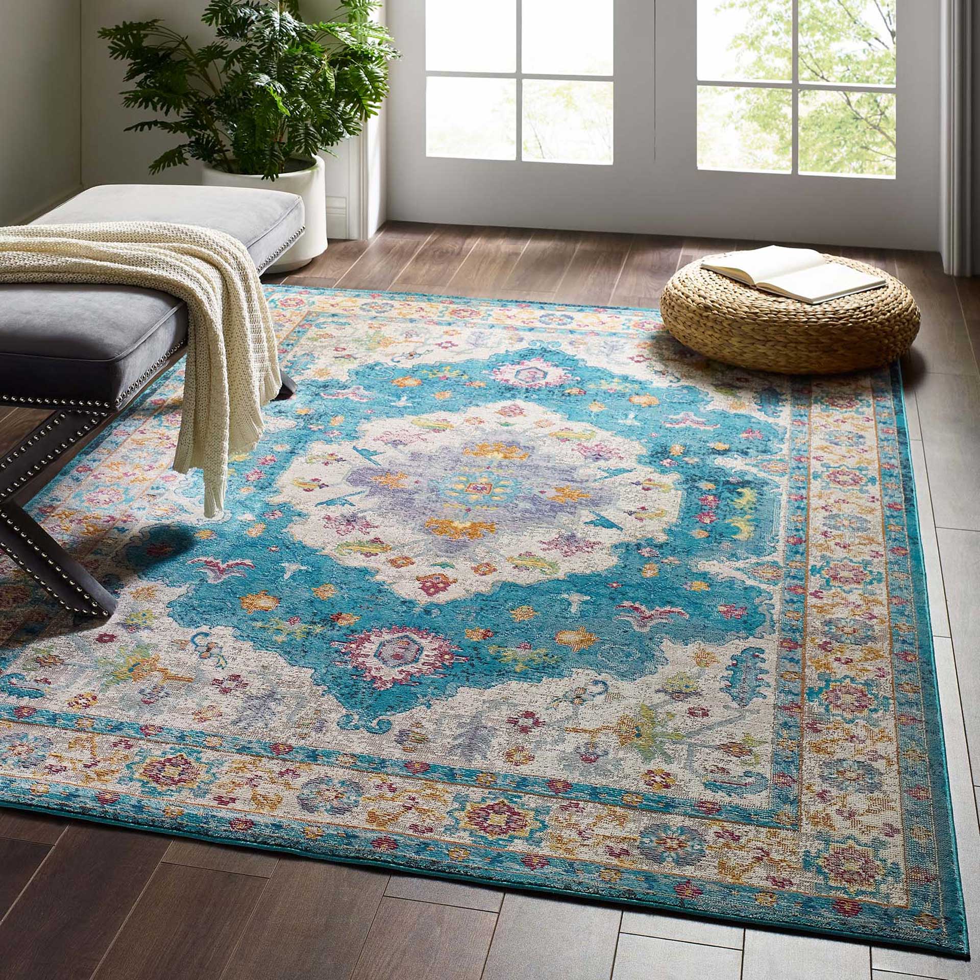 Sutton Area Rug Blue/Ivory/Yellow/Orange - Image 8