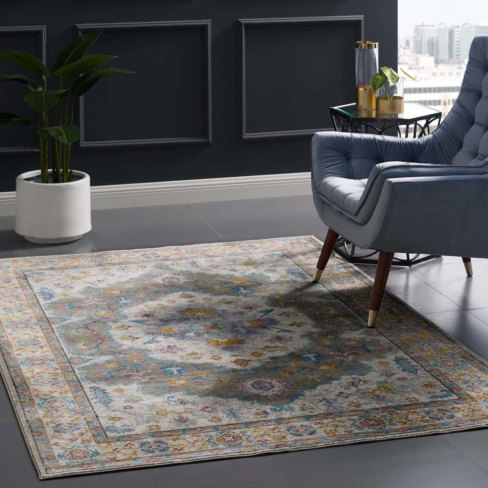 Sutton Area Rug Gray/Ivory/Yellow/Orange - Image 9