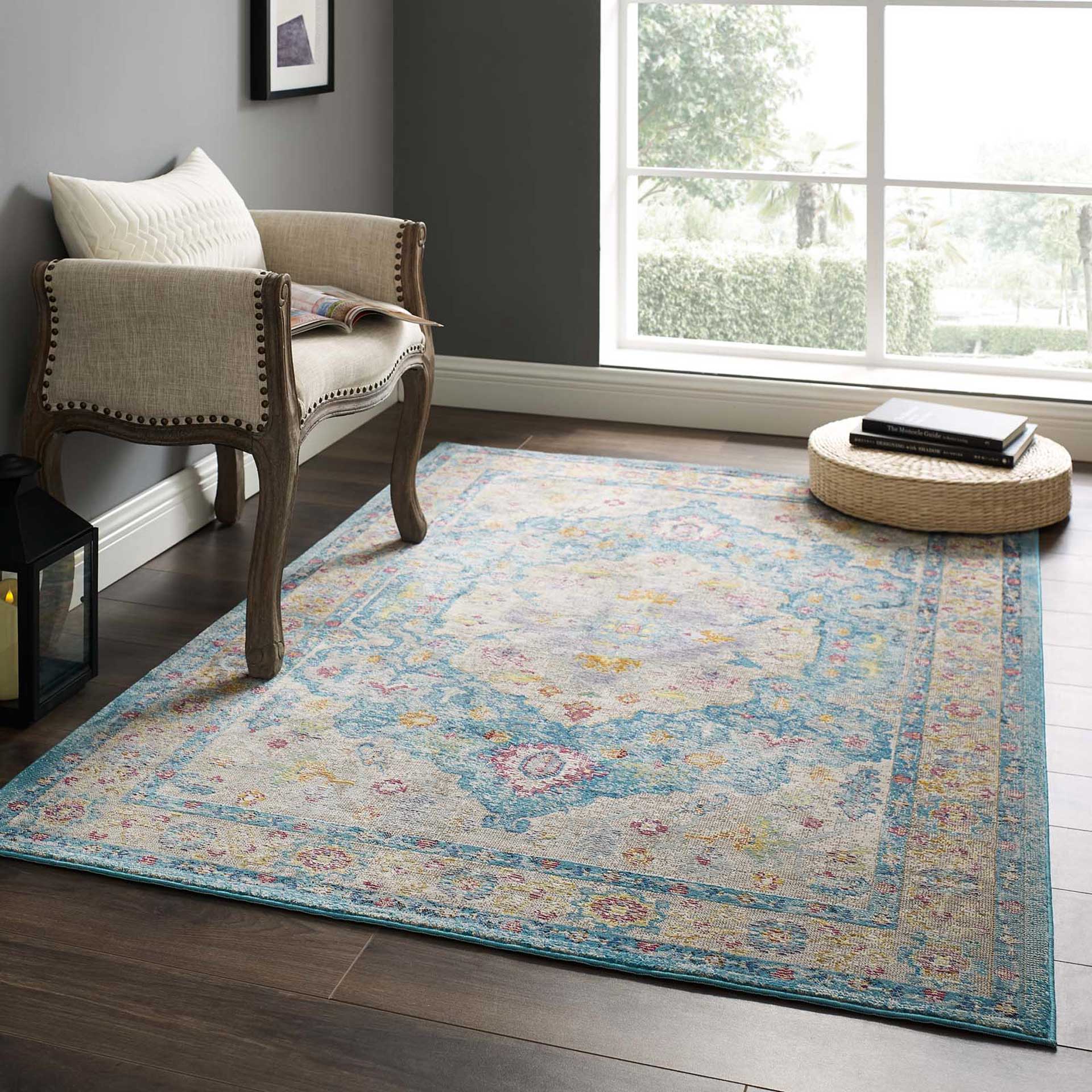 Sutton Area Rug Light Blue/Ivory/Yellow/Orange - Image 10