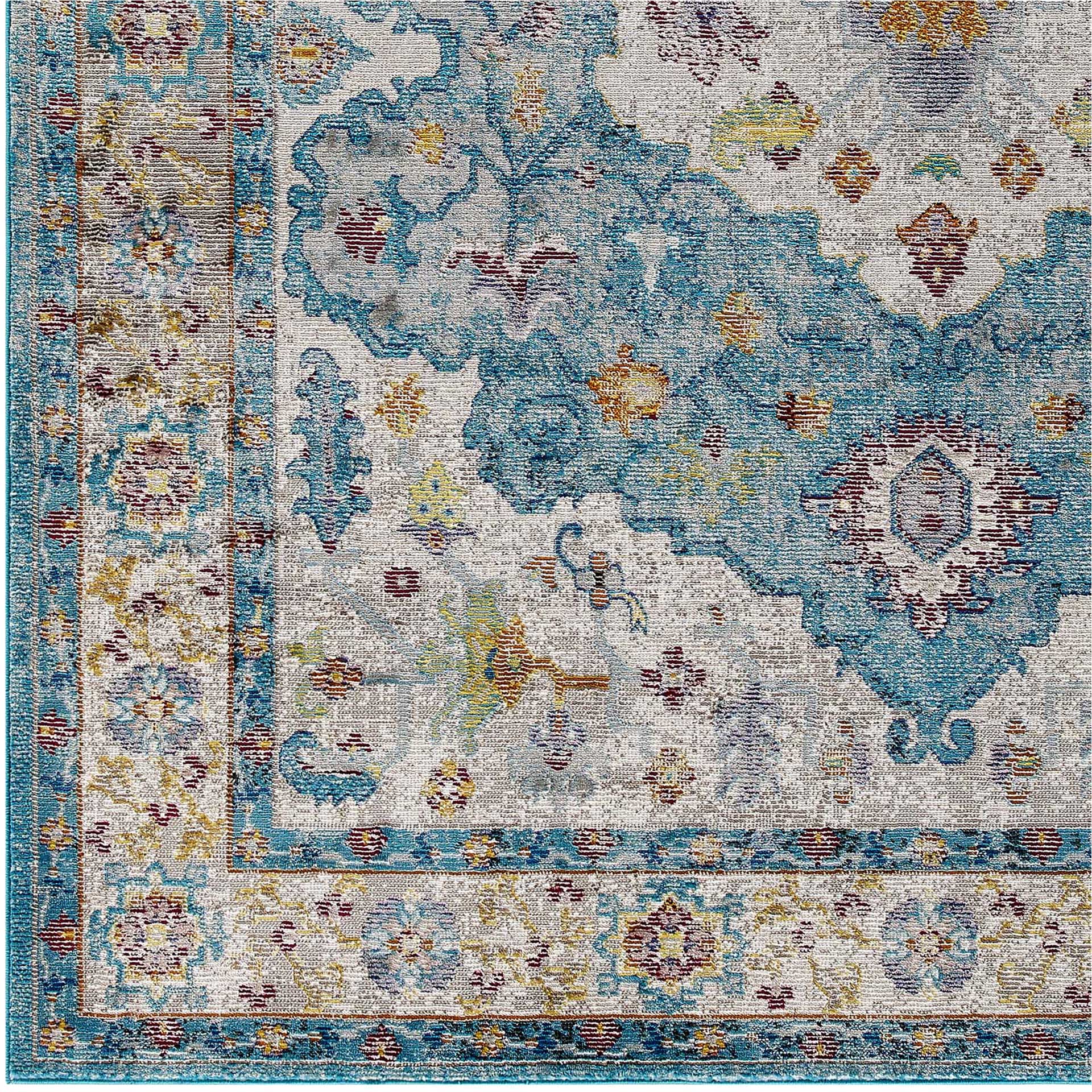 Sutton Area Rug Light Blue/Ivory/Yellow/Orange - Image 2