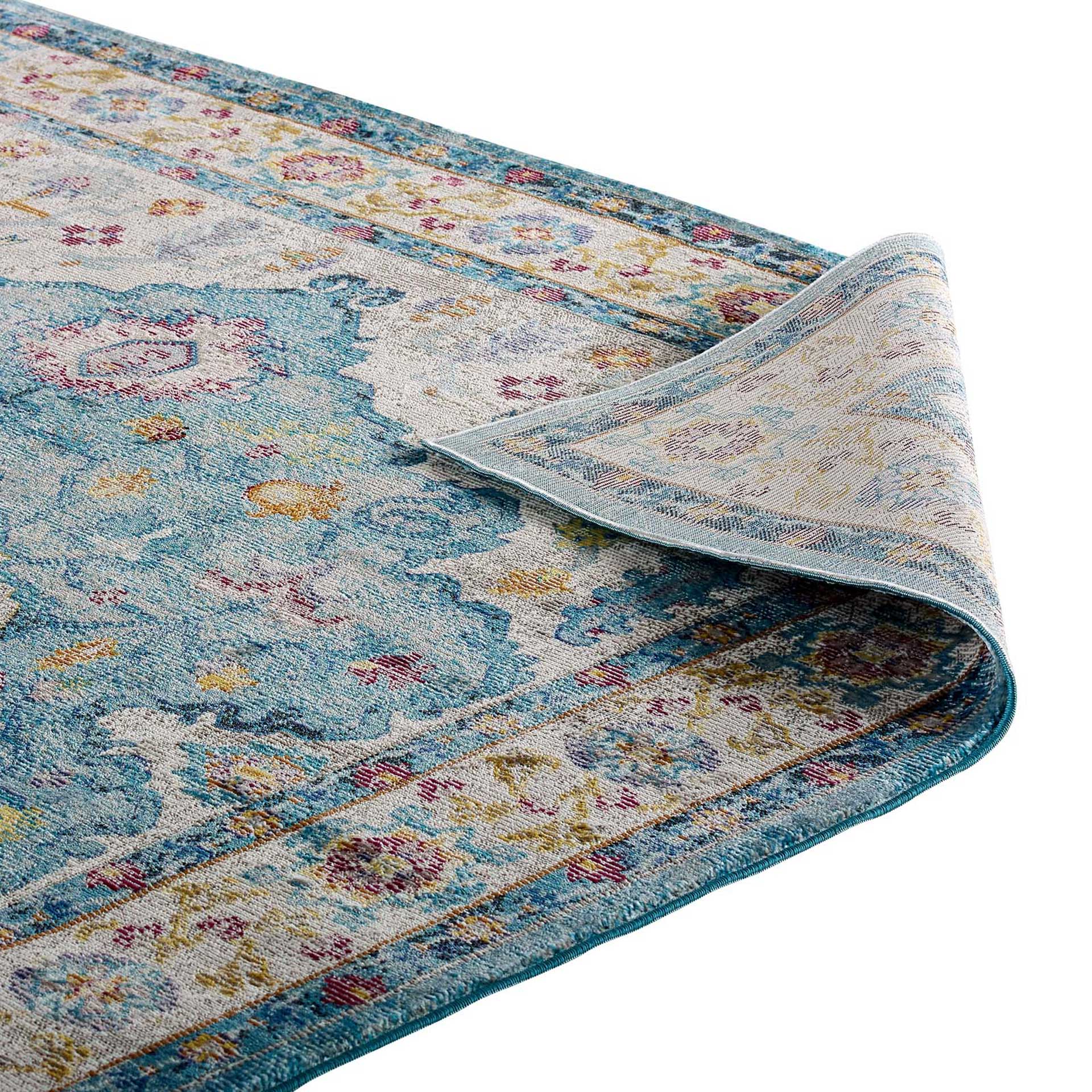 Sutton Area Rug Light Blue/Ivory/Yellow/Orange - Image 4