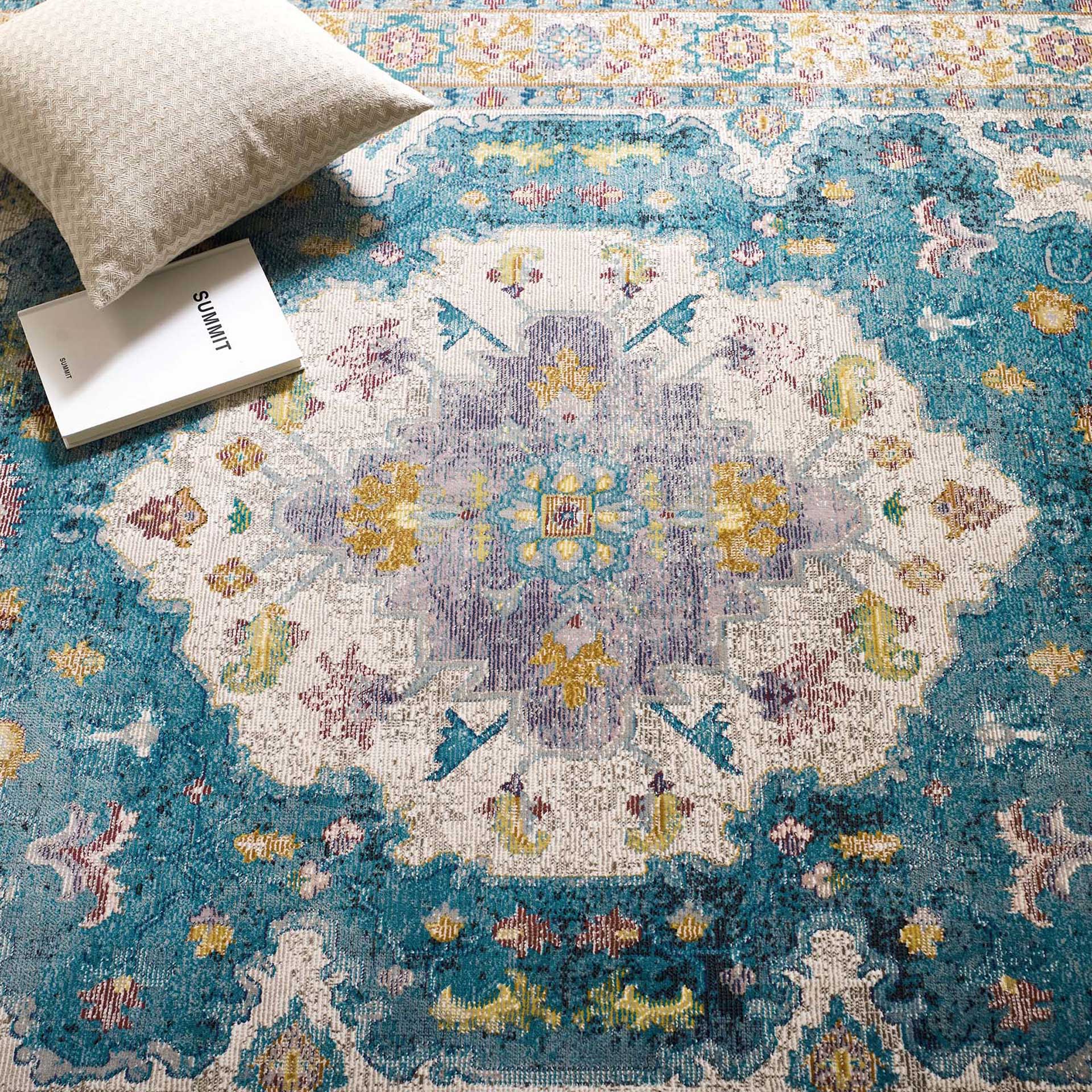 Sutton Area Rug Light Blue/Ivory/Yellow/Orange - Image 7