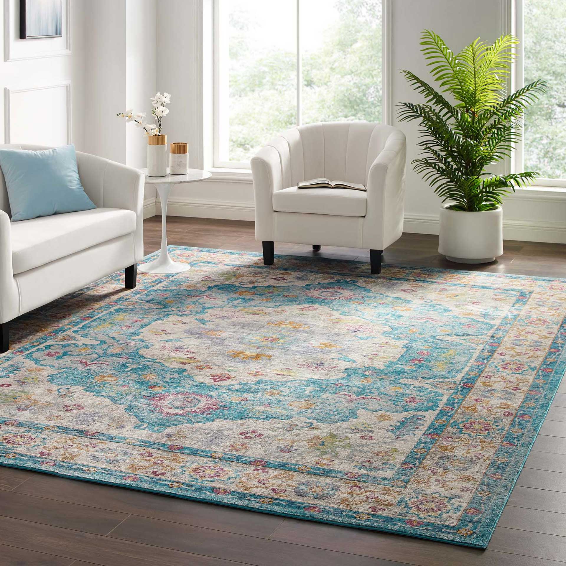 Sutton Area Rug Light Blue/Ivory/Yellow/Orange - Image 8