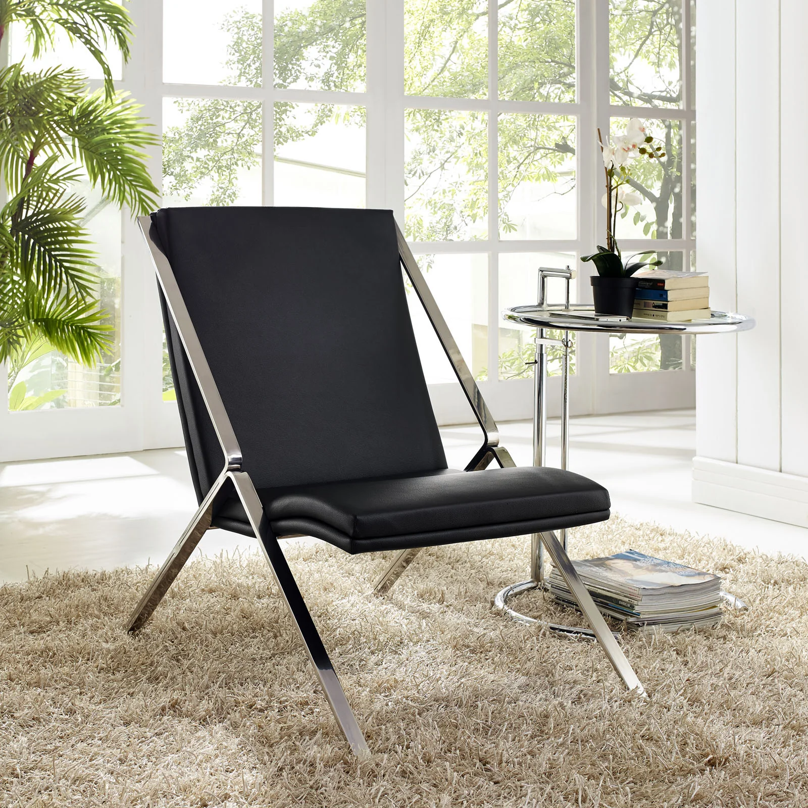 Swain Vinyl Lounge Chair Black - Image 4