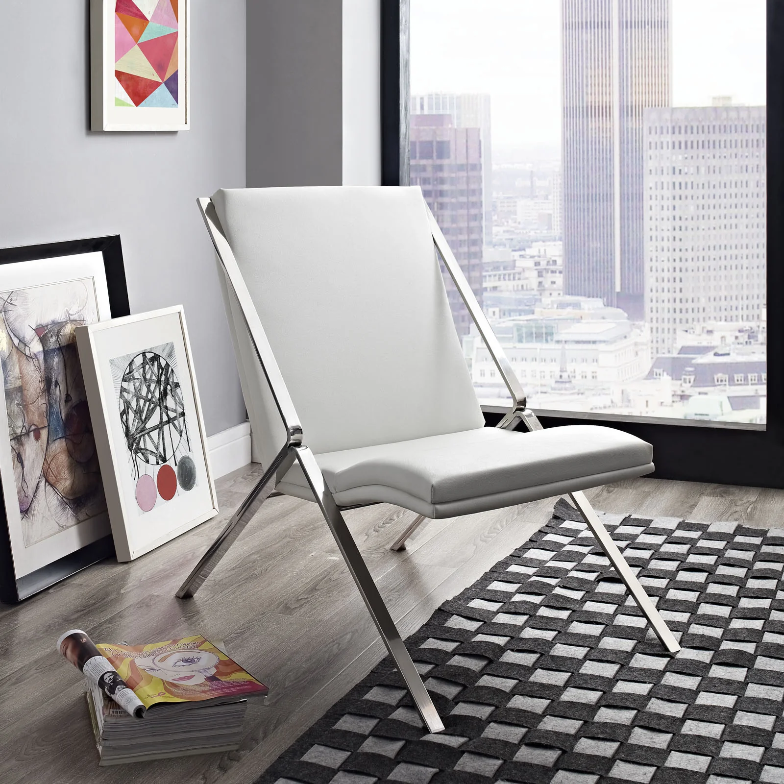 Swain Vinyl Lounge Chair White - Image 4