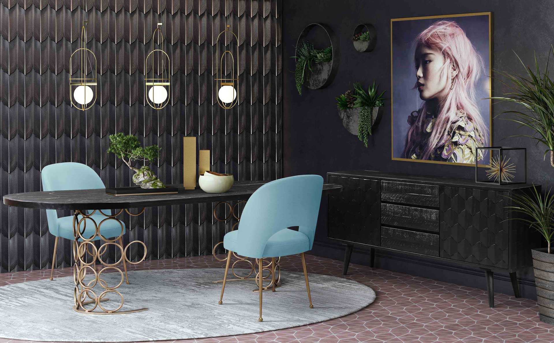 Swift Velvet Chair Blue - Image 5