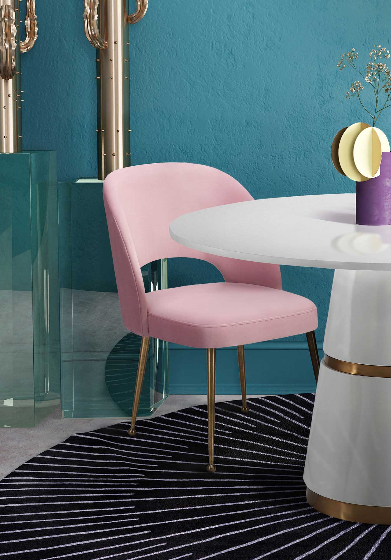 Swift Velvet Chair Blush - Image 8