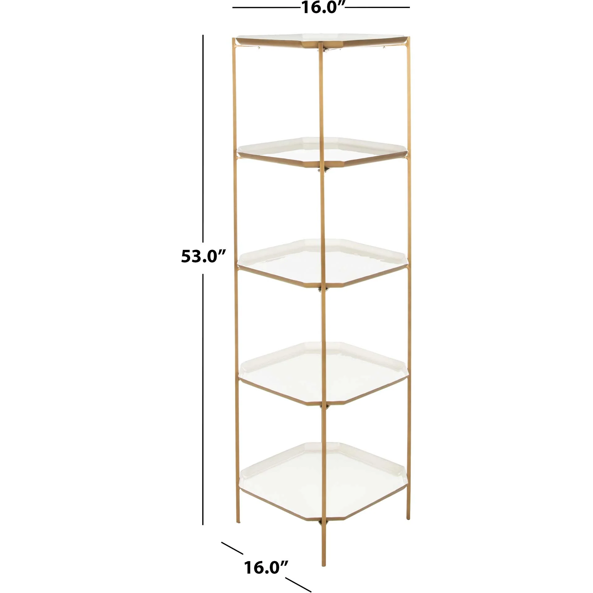 Sybella 5 Tier Etagere White/Brass - Image 6