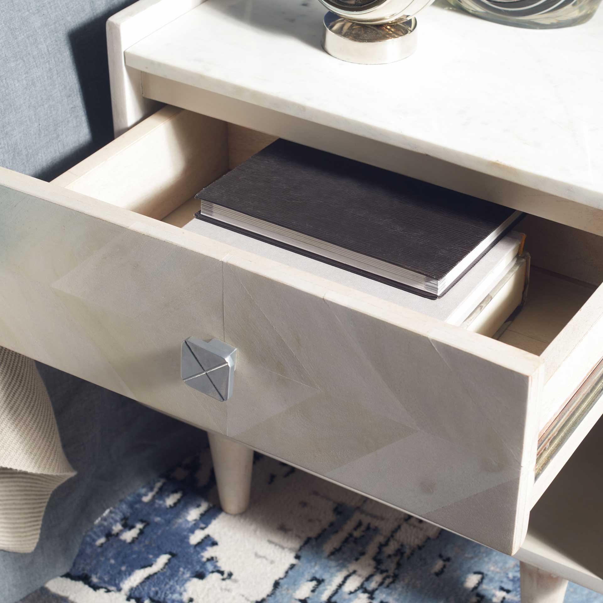 Tabitha Parquet Nightstand White Wash/Silver - Image 6