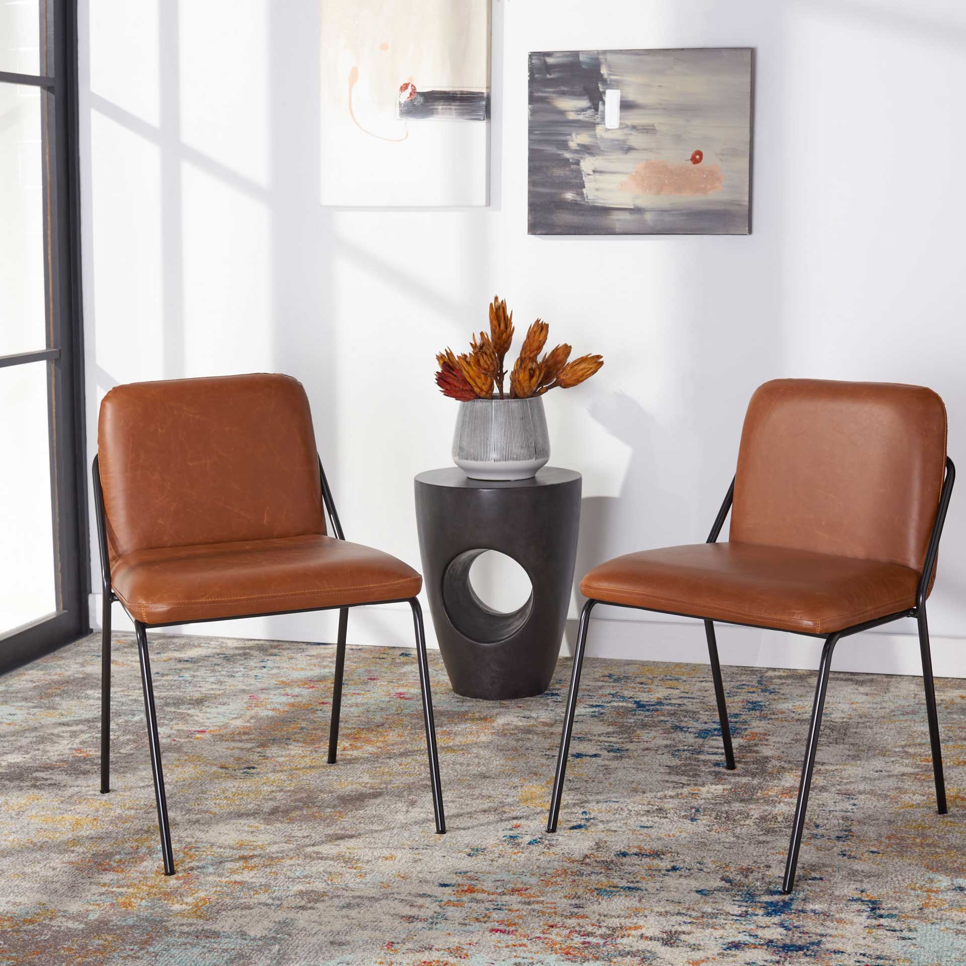 Tahlia Side Chair Light Brown/Matte Black (Set of 2) - Image 7