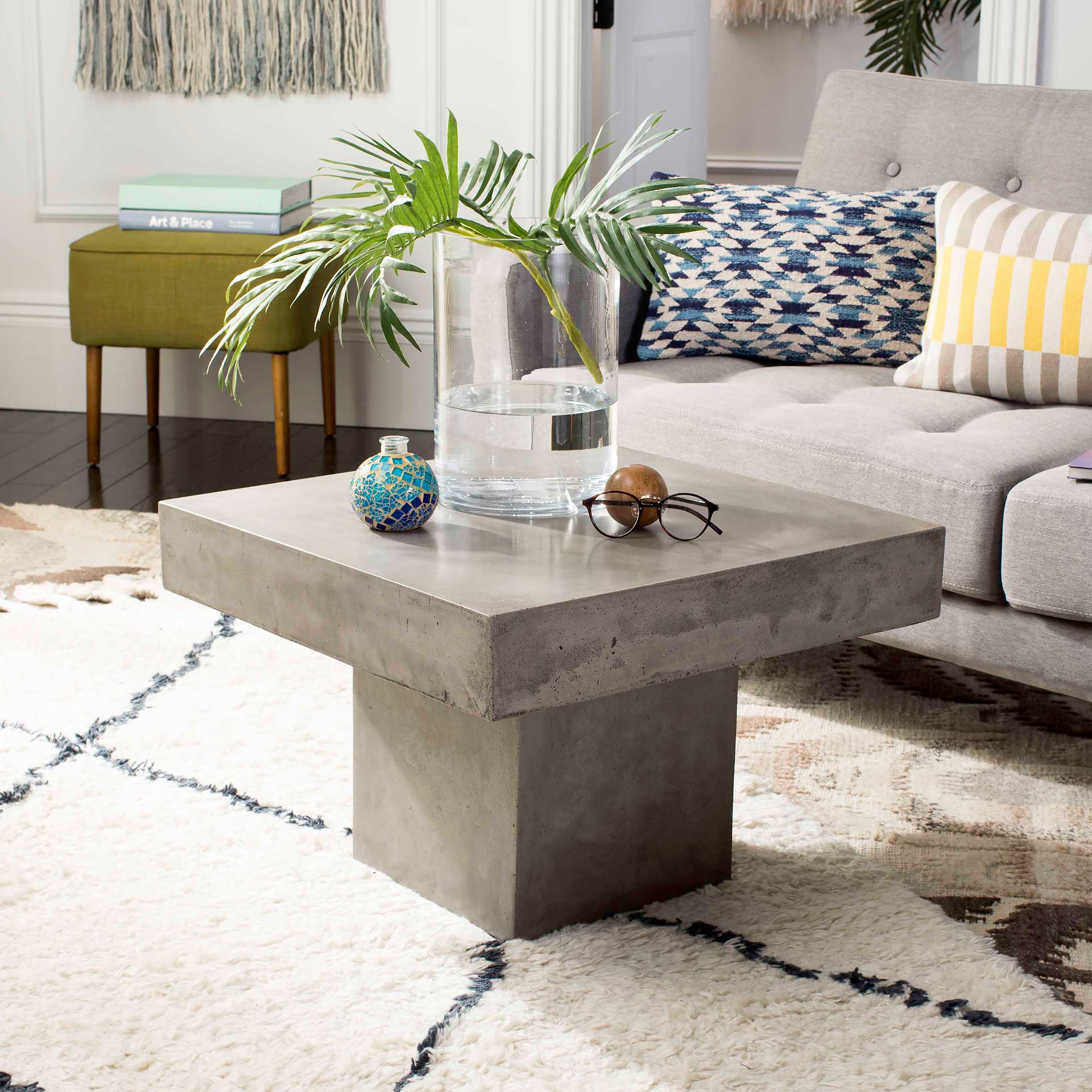 Taika Modern Concrete Coffee Table Dark Gray - Image 4