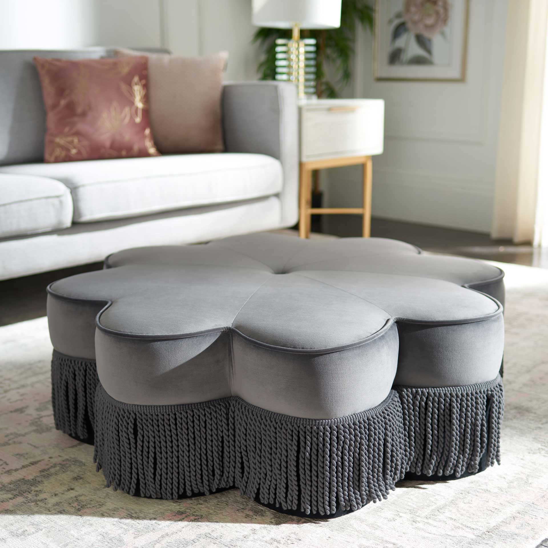 Tait Flower Ottoman Dark Gray - Image 4