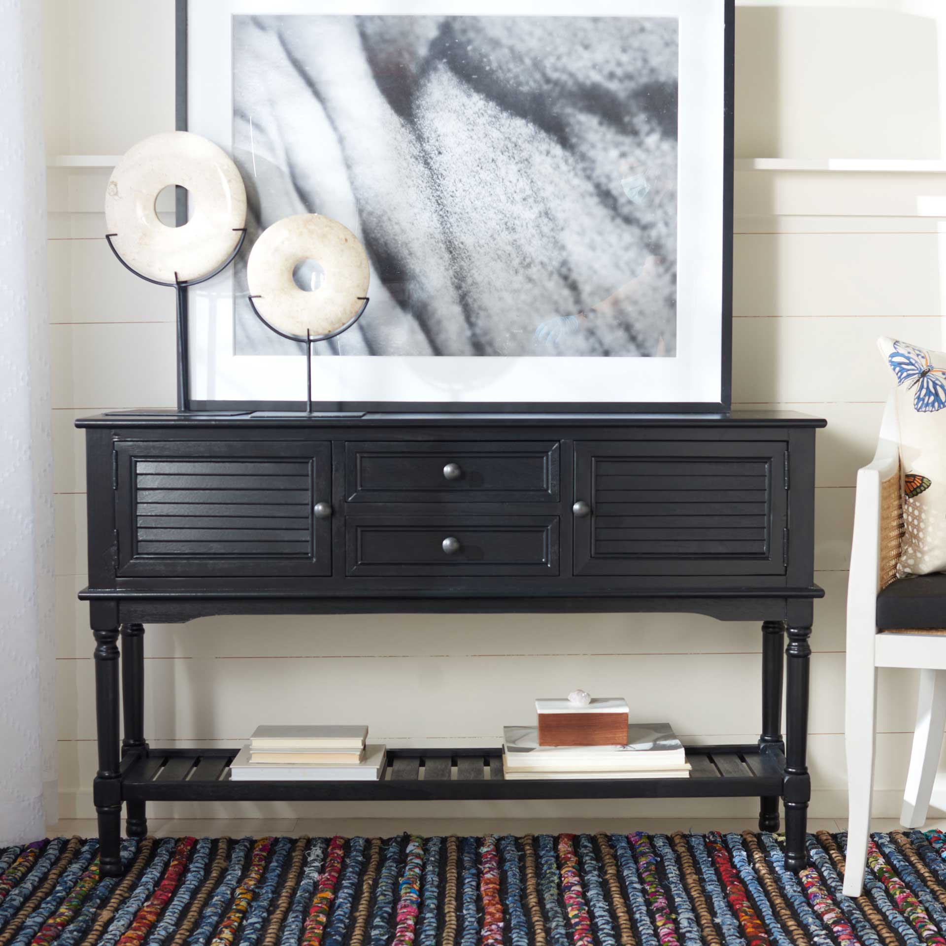Talita 2 Drawer 2 Door Console Table Black - Image 9
