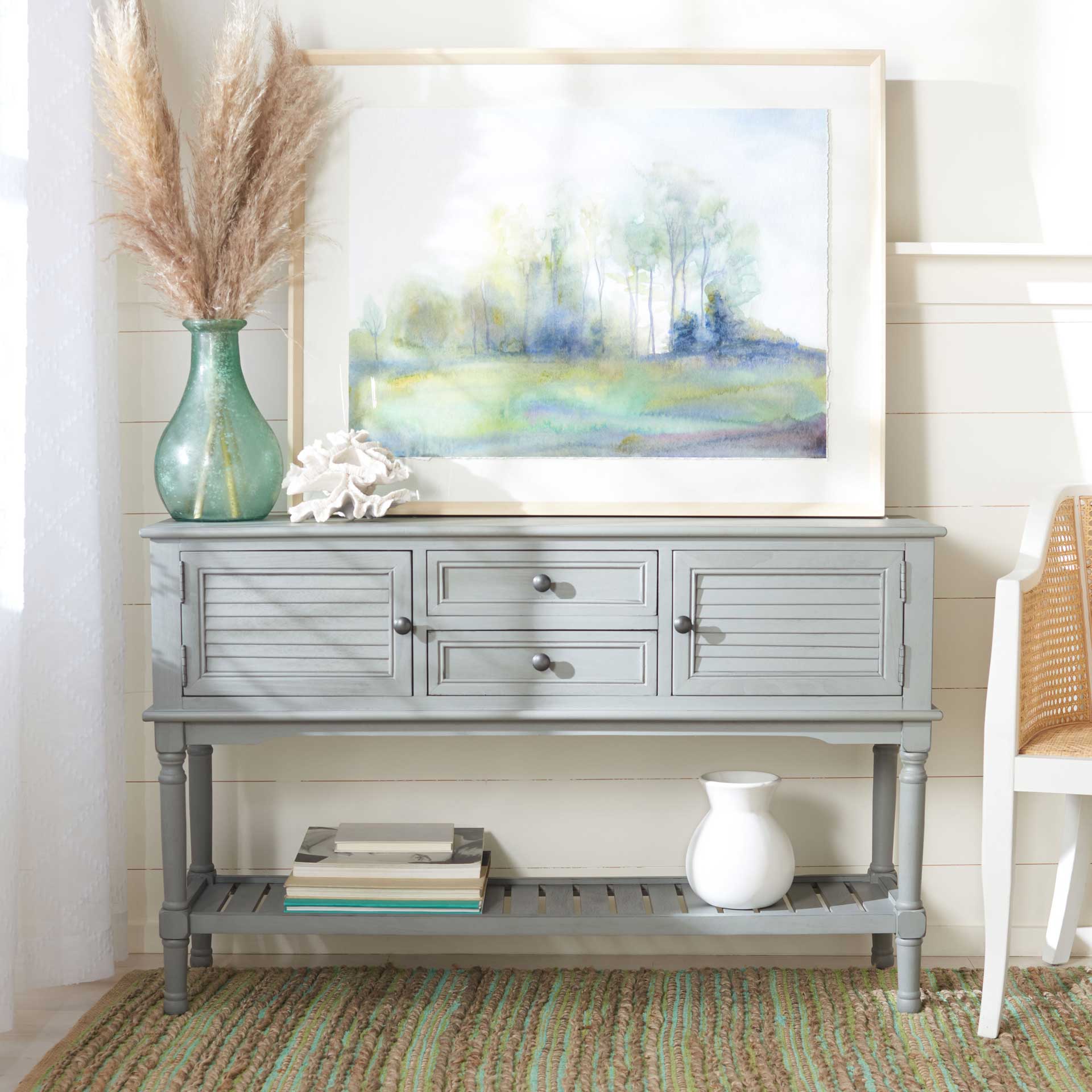 Talita 2 Drawer 2 Door Console Table Distressed Gray - Image 9