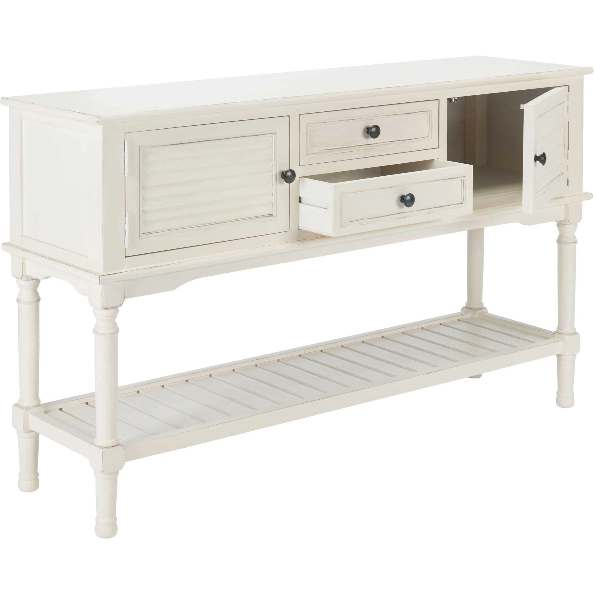 Talita 2 Drawer 2 Door Console Table Distressed White - Image 3