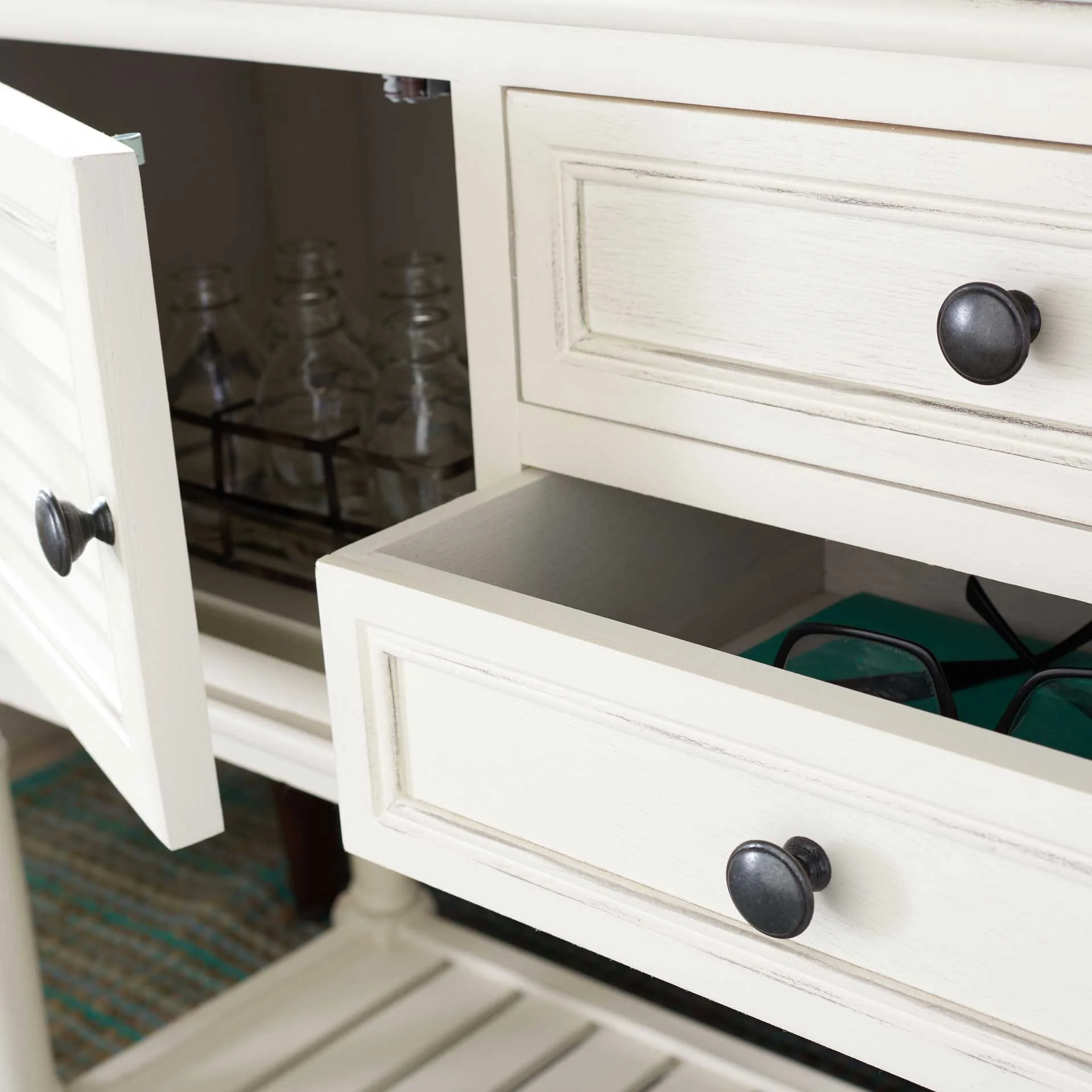 Talita 2 Drawer 2 Door Console Table Distressed White - Image 7