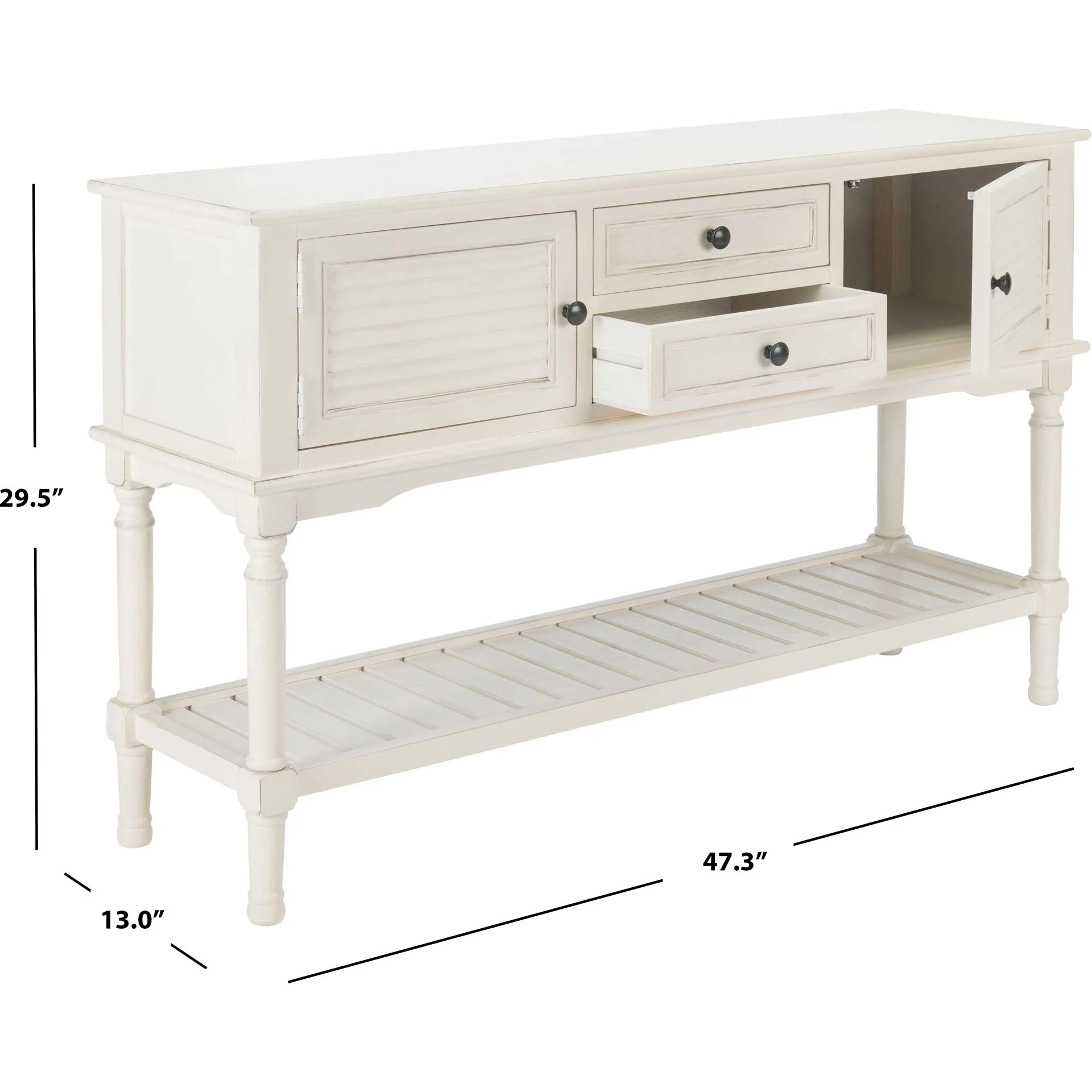 Talita 2 Drawer 2 Door Console Table Distressed White - Image 9