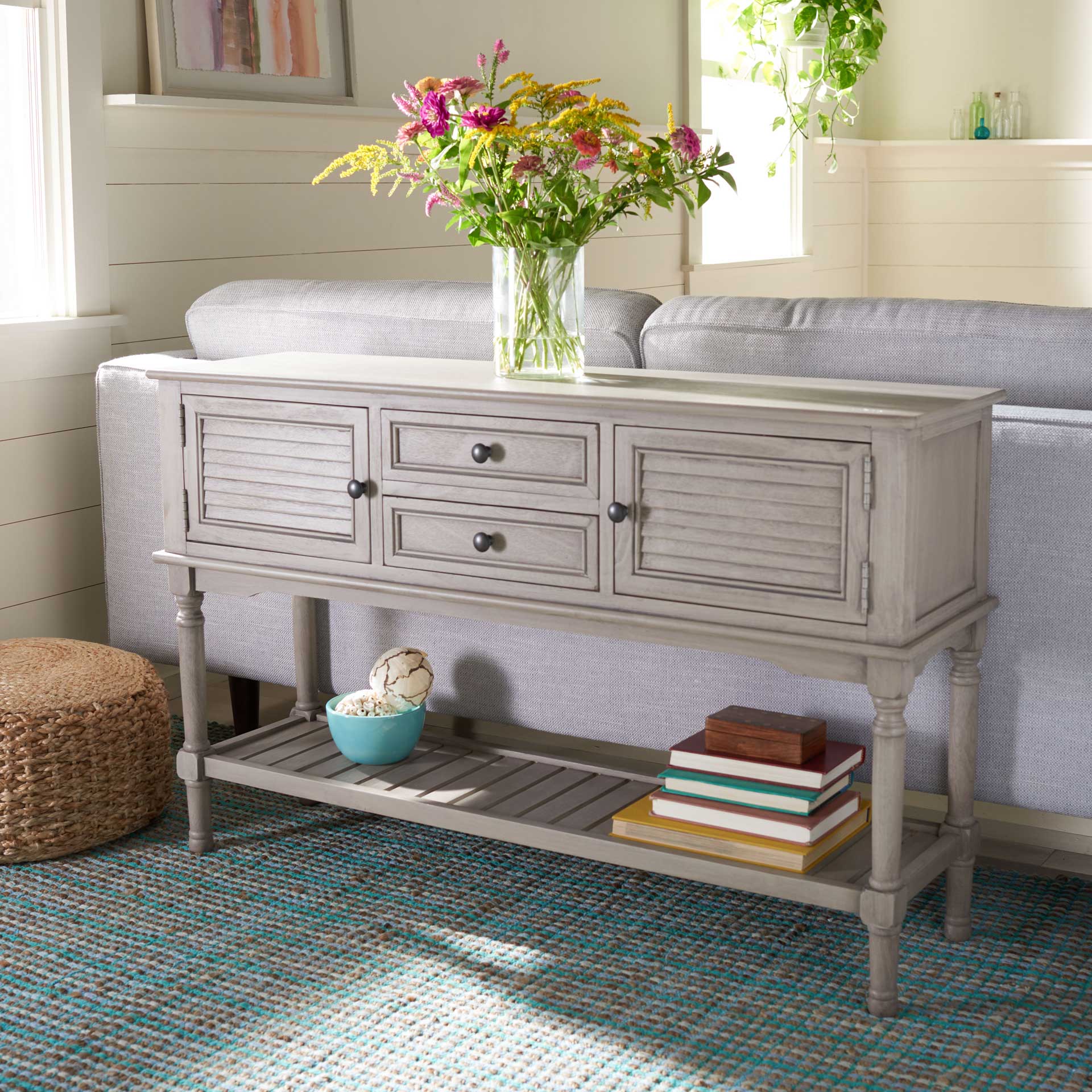 Talita 2 Drawer 2 Door Console Table Greige - Image 7