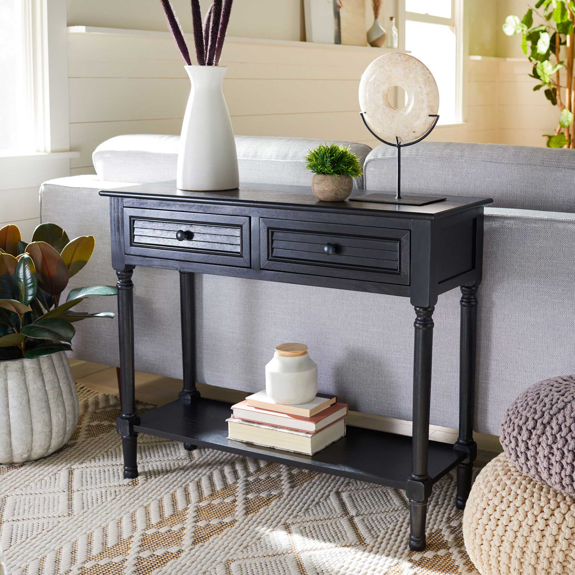 Talita 2 Drawer Console Table Black - Image 8