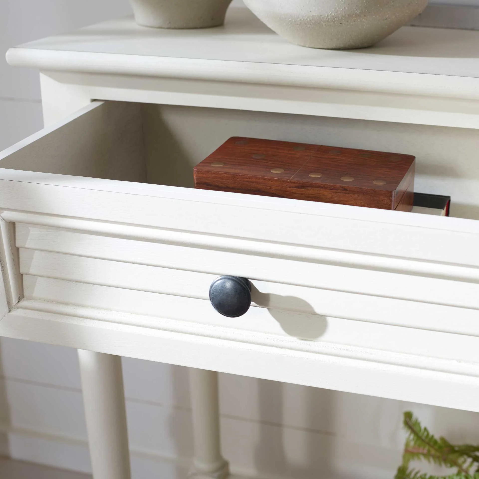 Talita 2 Drawer Console Table Distressed White - Image 7