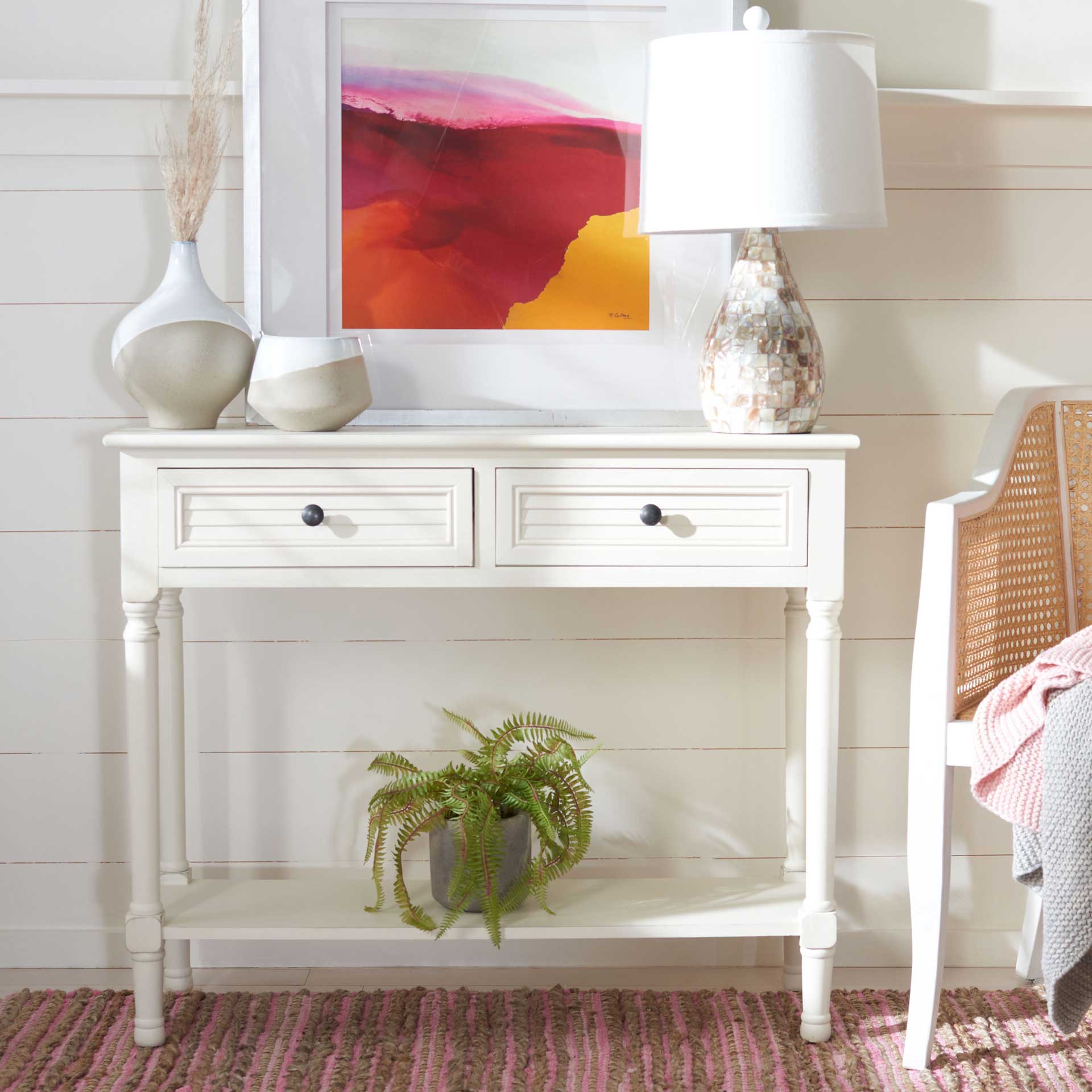 Talita 2 Drawer Console Table Distressed White - Image 8