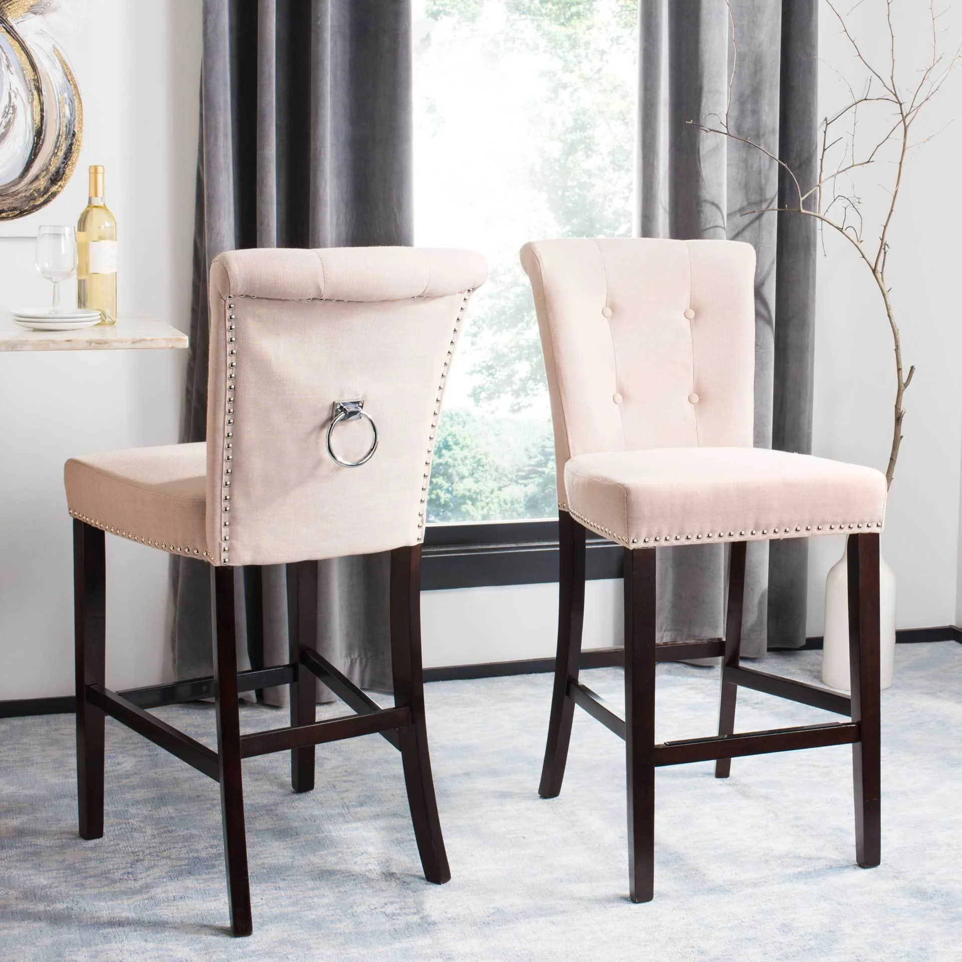 Taliyah Bar Stool Beige (Set of 2) - Image 7