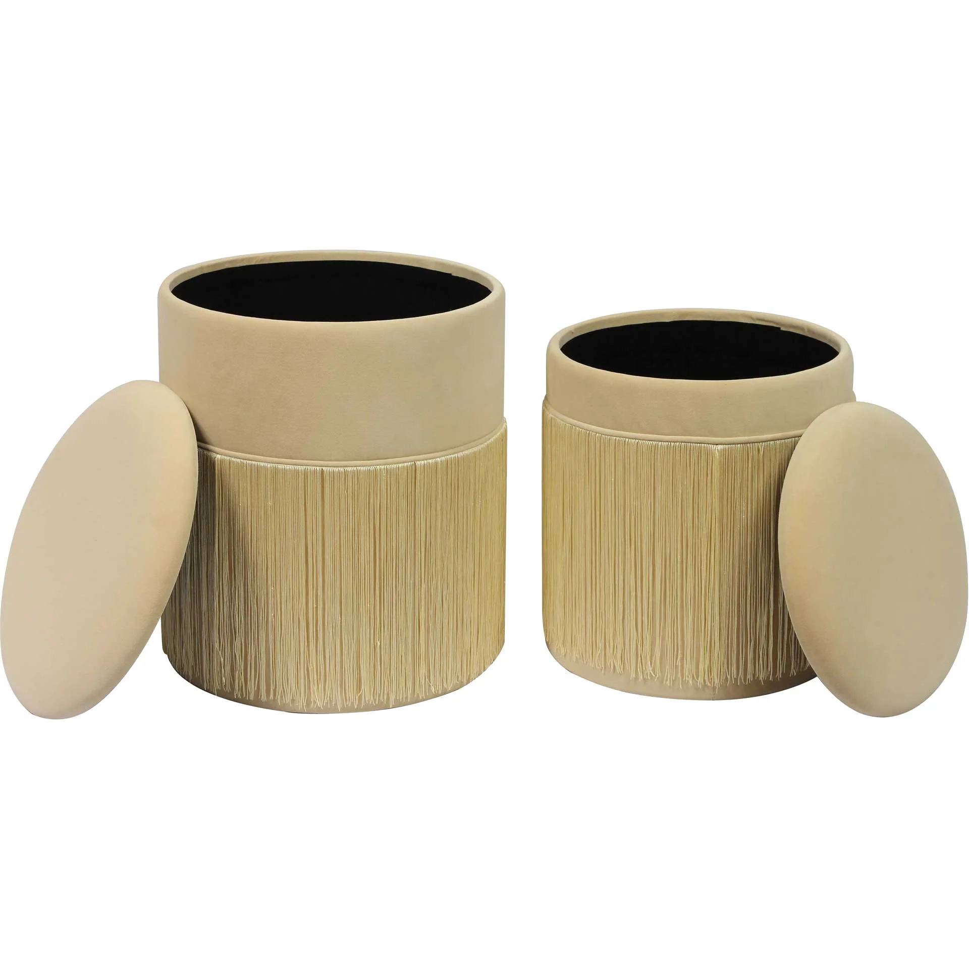 Talon Velvet Storage Ottomans Cream - Image 3