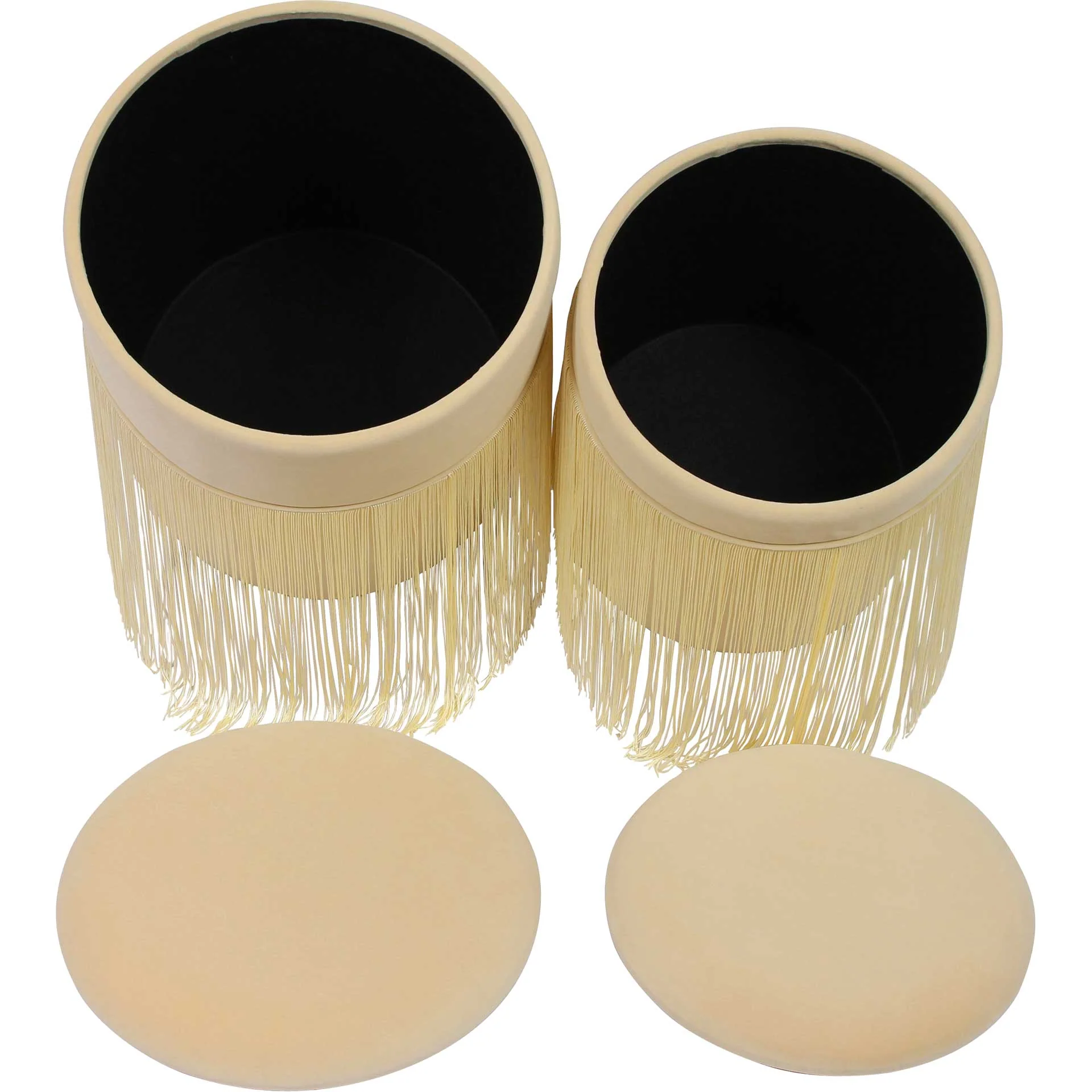 Talon Velvet Storage Ottomans Cream - Image 4