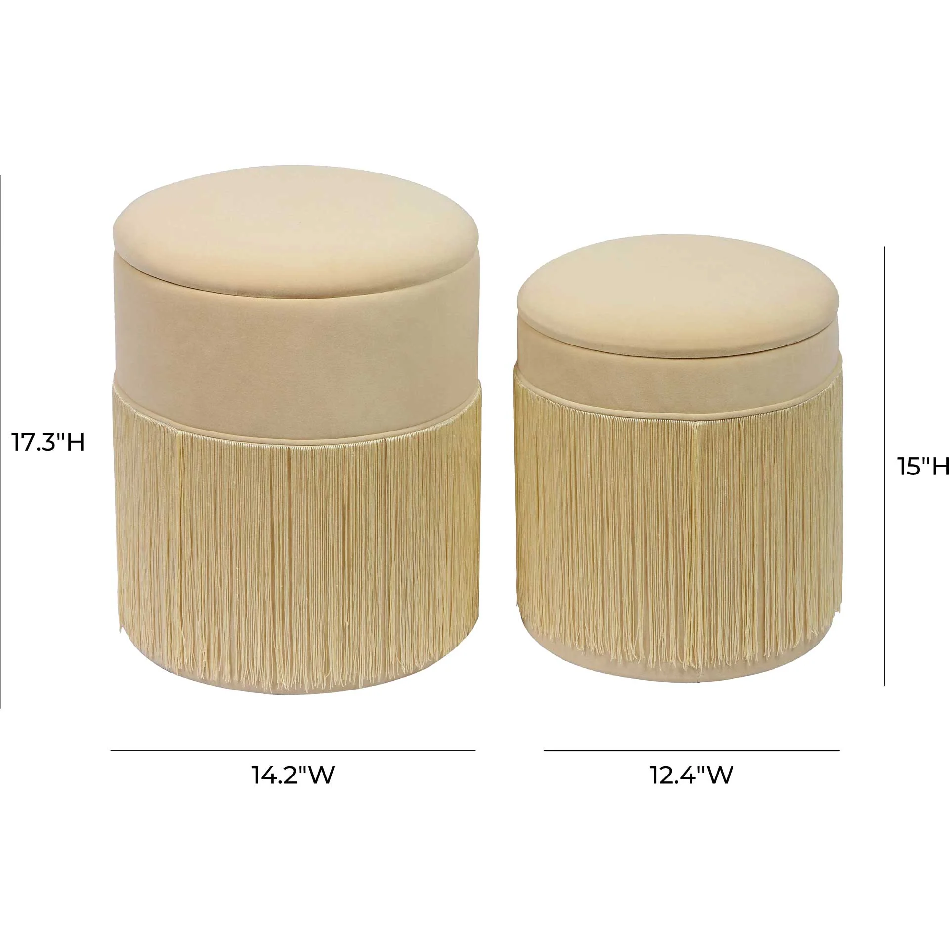Talon Velvet Storage Ottomans Cream - Image 5