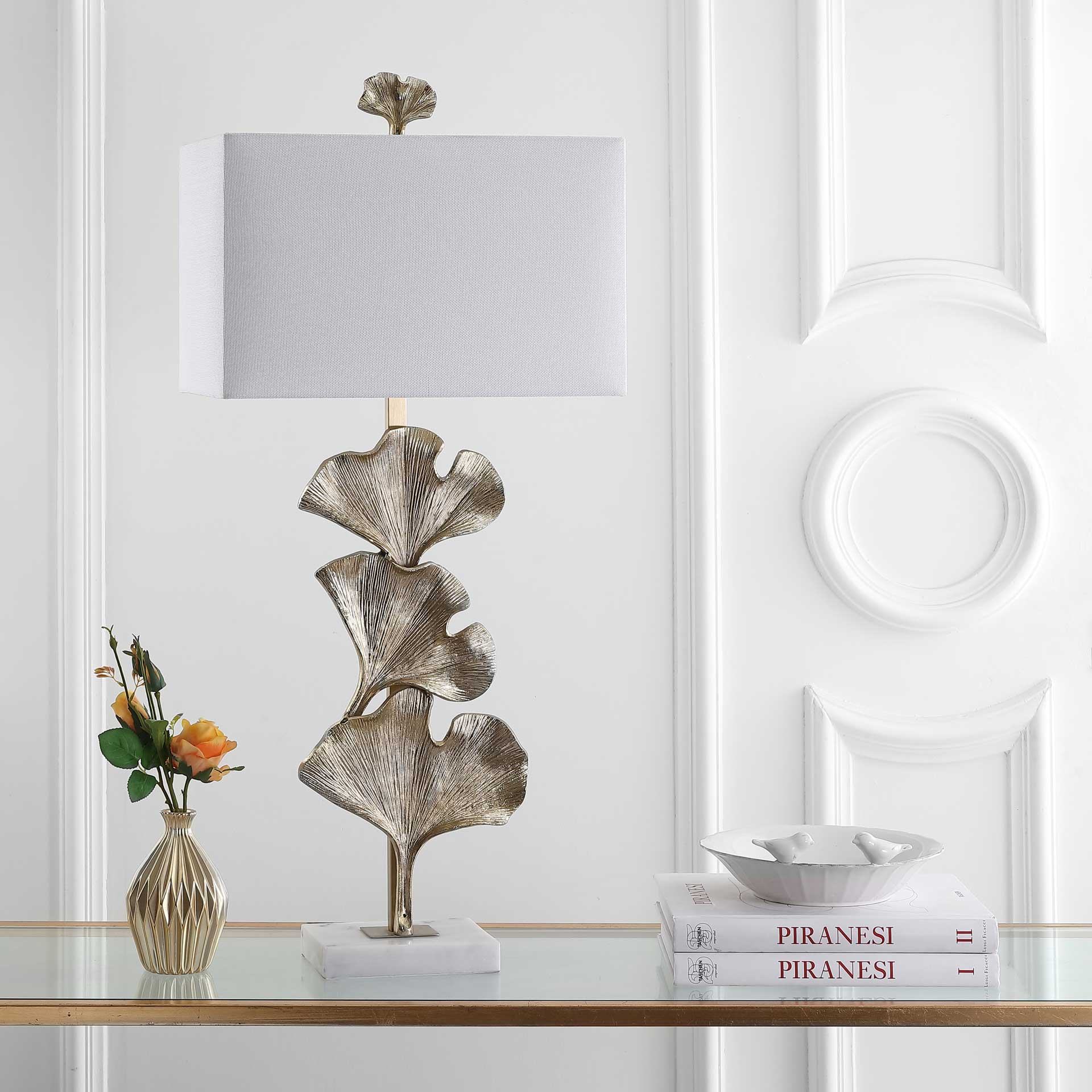 Tano Ginkgo Leaf Table Lamp Antique Gold - Image 3