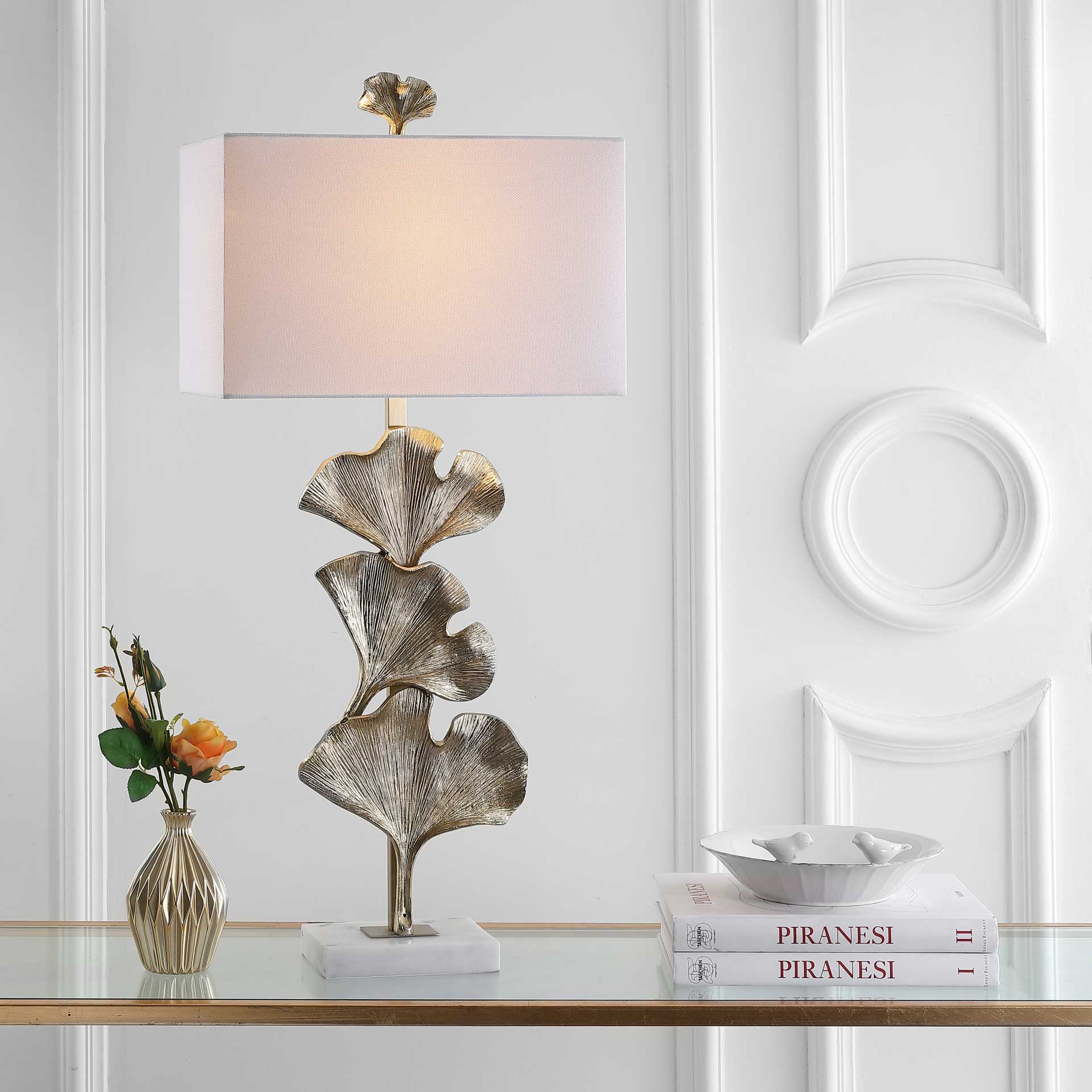 Tano Ginkgo Leaf Table Lamp Antique Gold - Image 4
