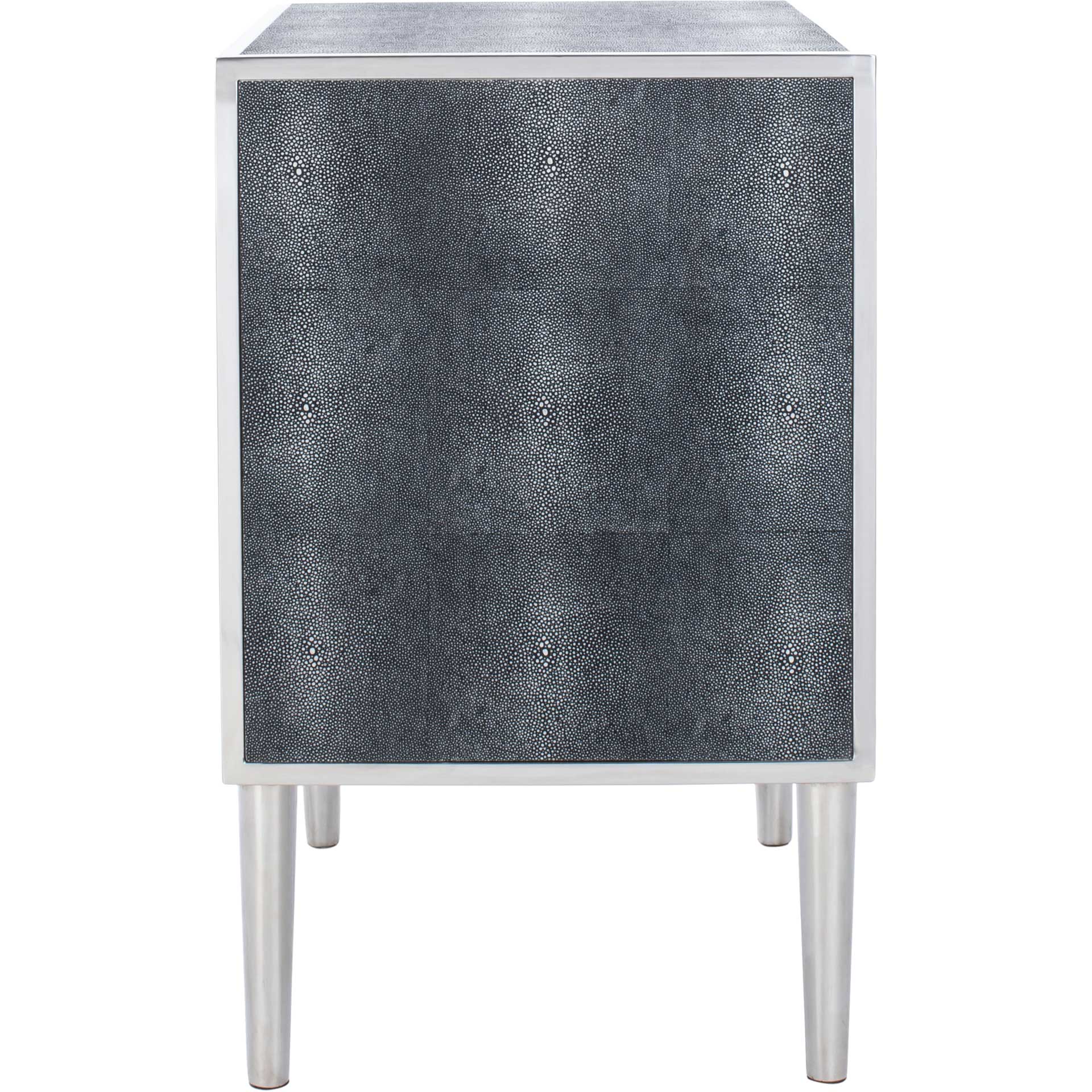 Tanzania Faux Shagreen Nightstand Black/Silver - Image 3