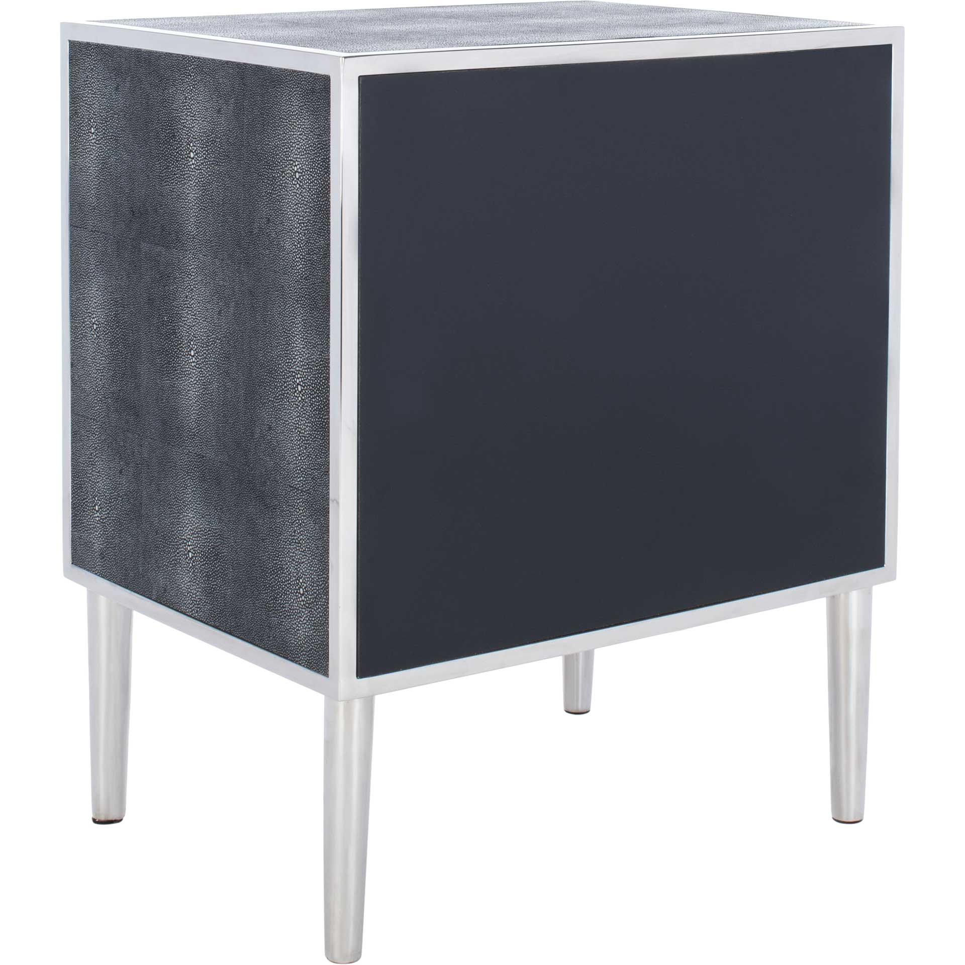 Tanzania Faux Shagreen Nightstand Black/Silver - Image 4