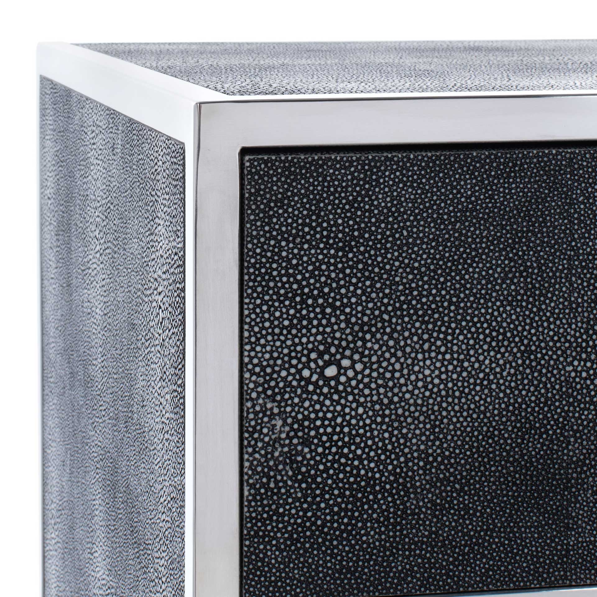 Tanzania Faux Shagreen Nightstand Black/Silver - Image 5