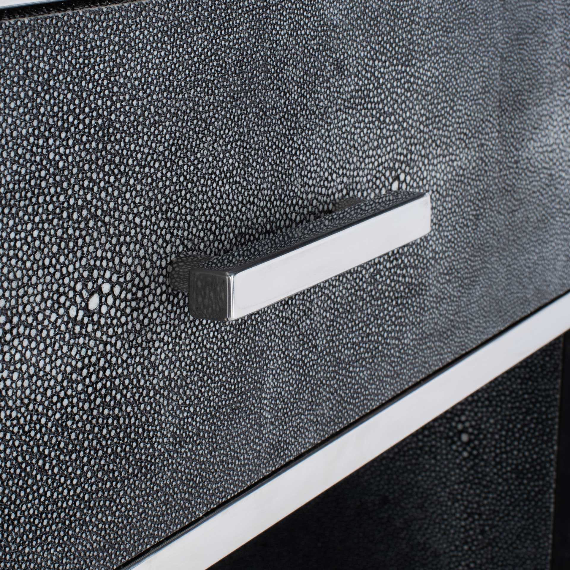 Tanzania Faux Shagreen Nightstand Black/Silver - Image 6
