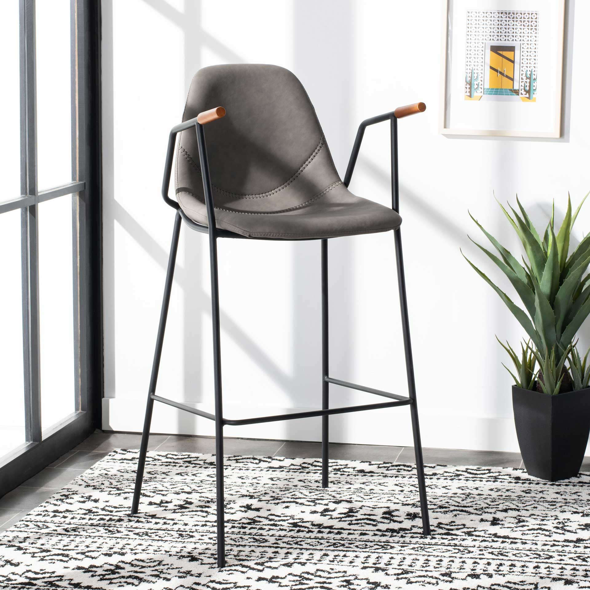 Taos Mid Century Bar Stool Ash/Black - Image 7