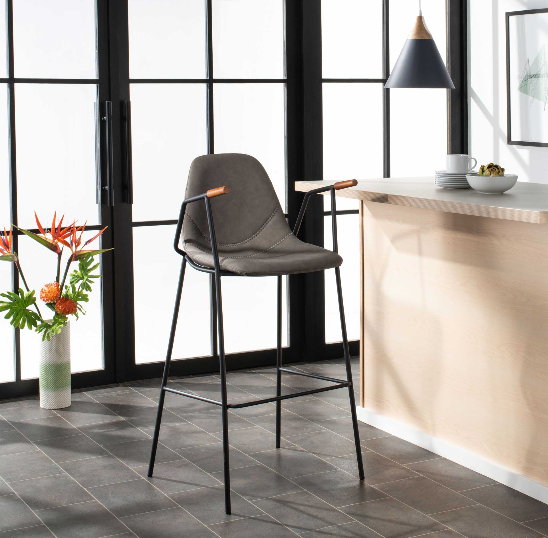 Taos Mid Century Bar Stool Ash/Black - Image 8