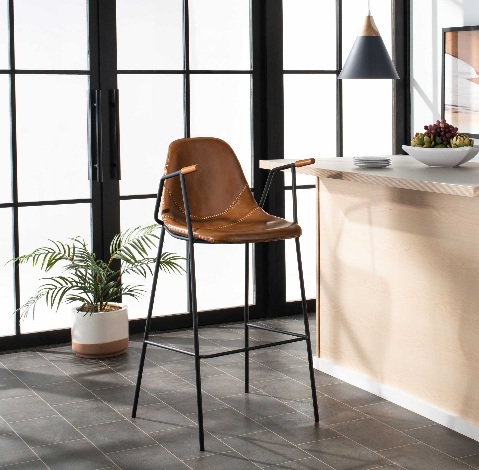 Taos Mid Century Bar Stool Cognac - Image 7